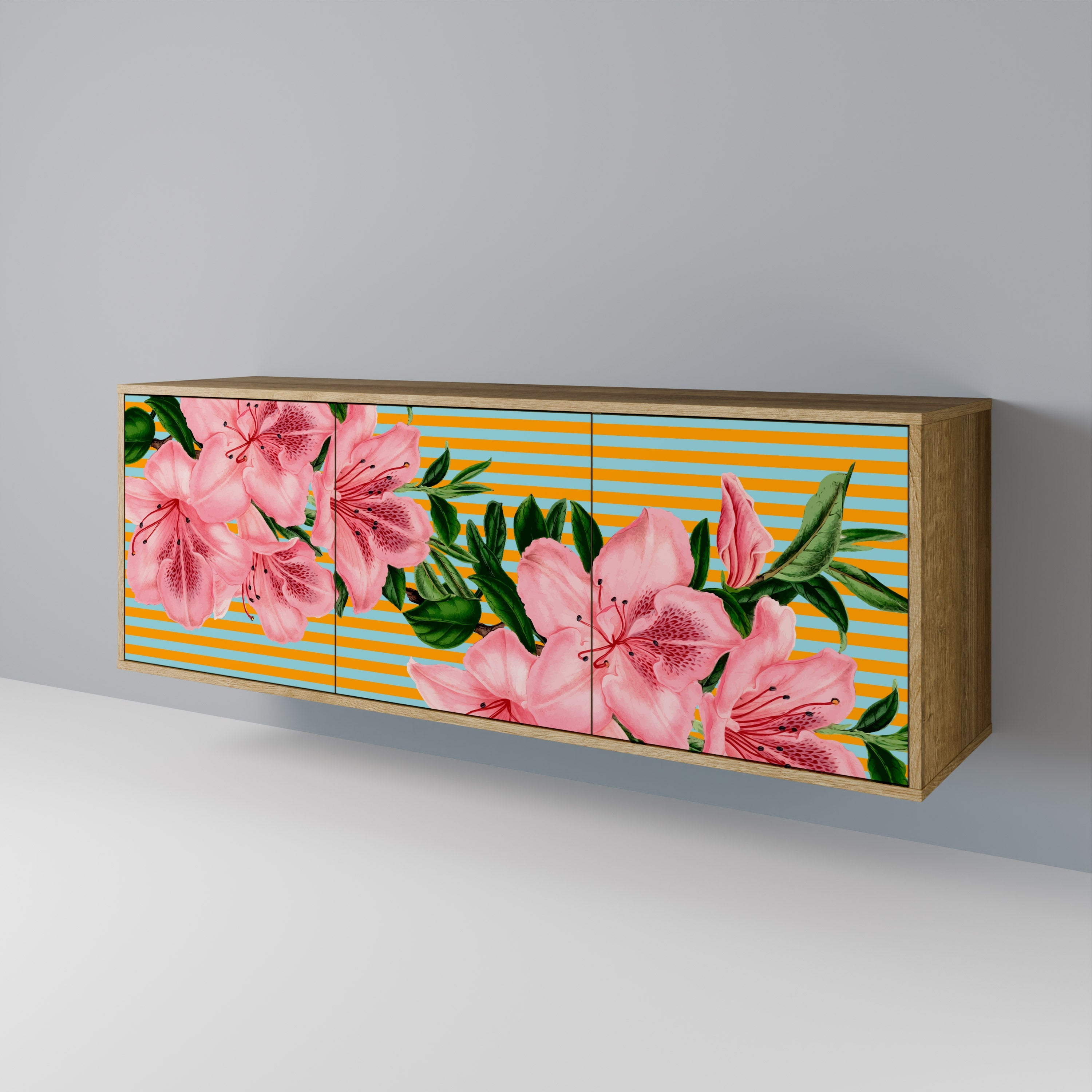 FRAGILE BEAUTY 3-Door Sideboard in Oak Effect