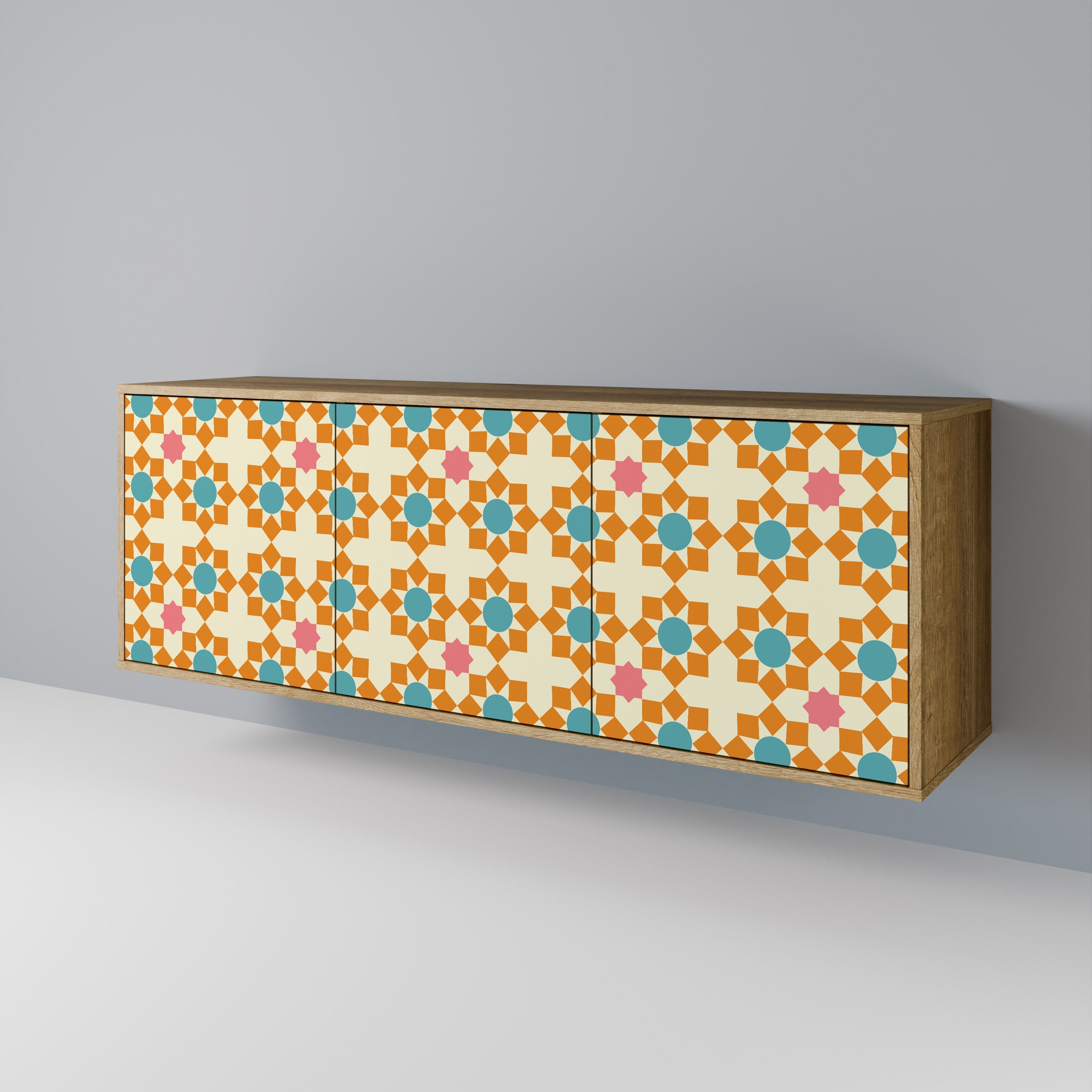FLORAL DECOR 3-Door Sideboard in Oak Effect