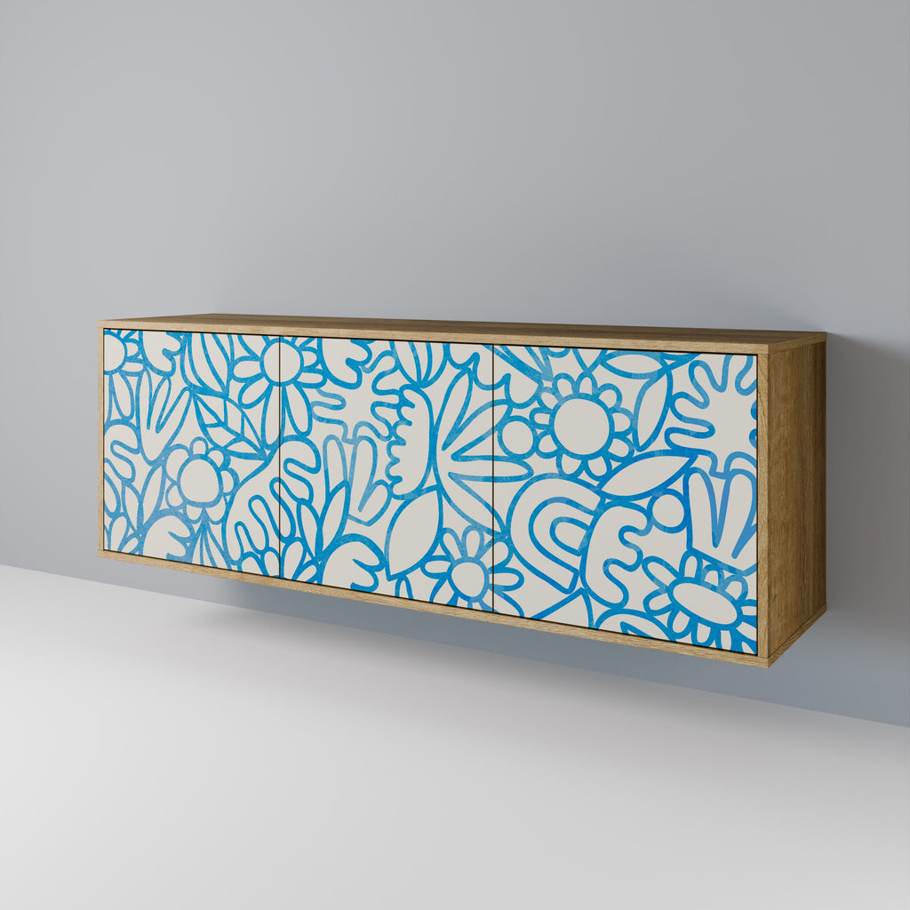BLOOMY MORNING 3-Door Sideboard in Oak Effect