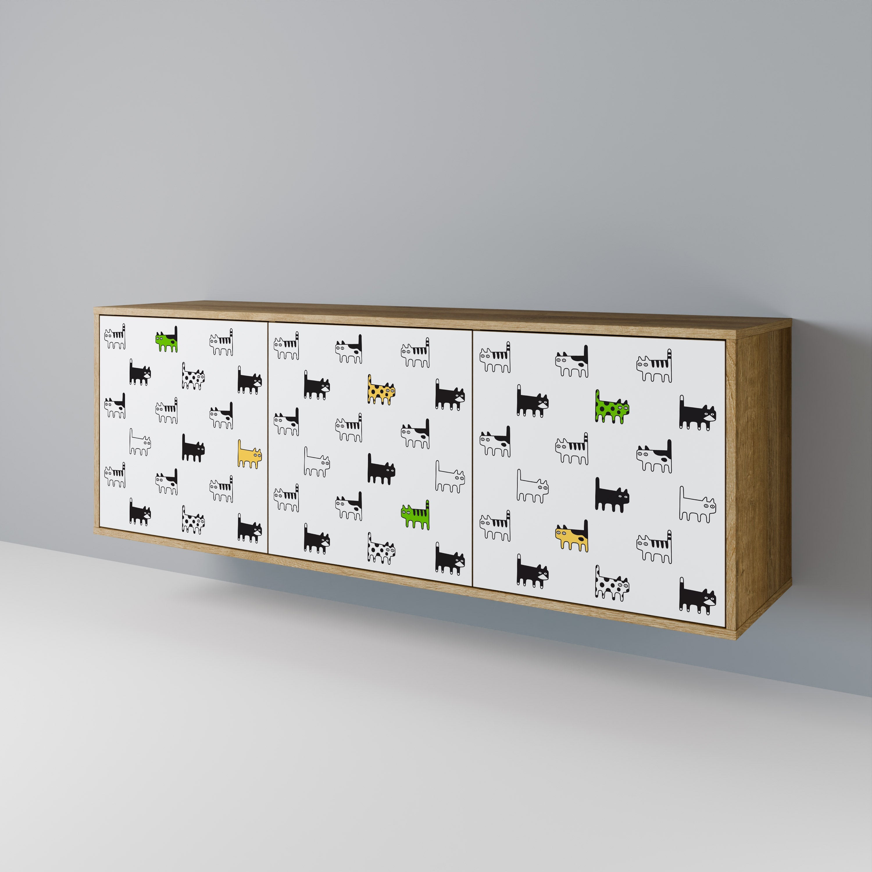 CATS COMPILATION 3-Door Sideboard in Oak Effect