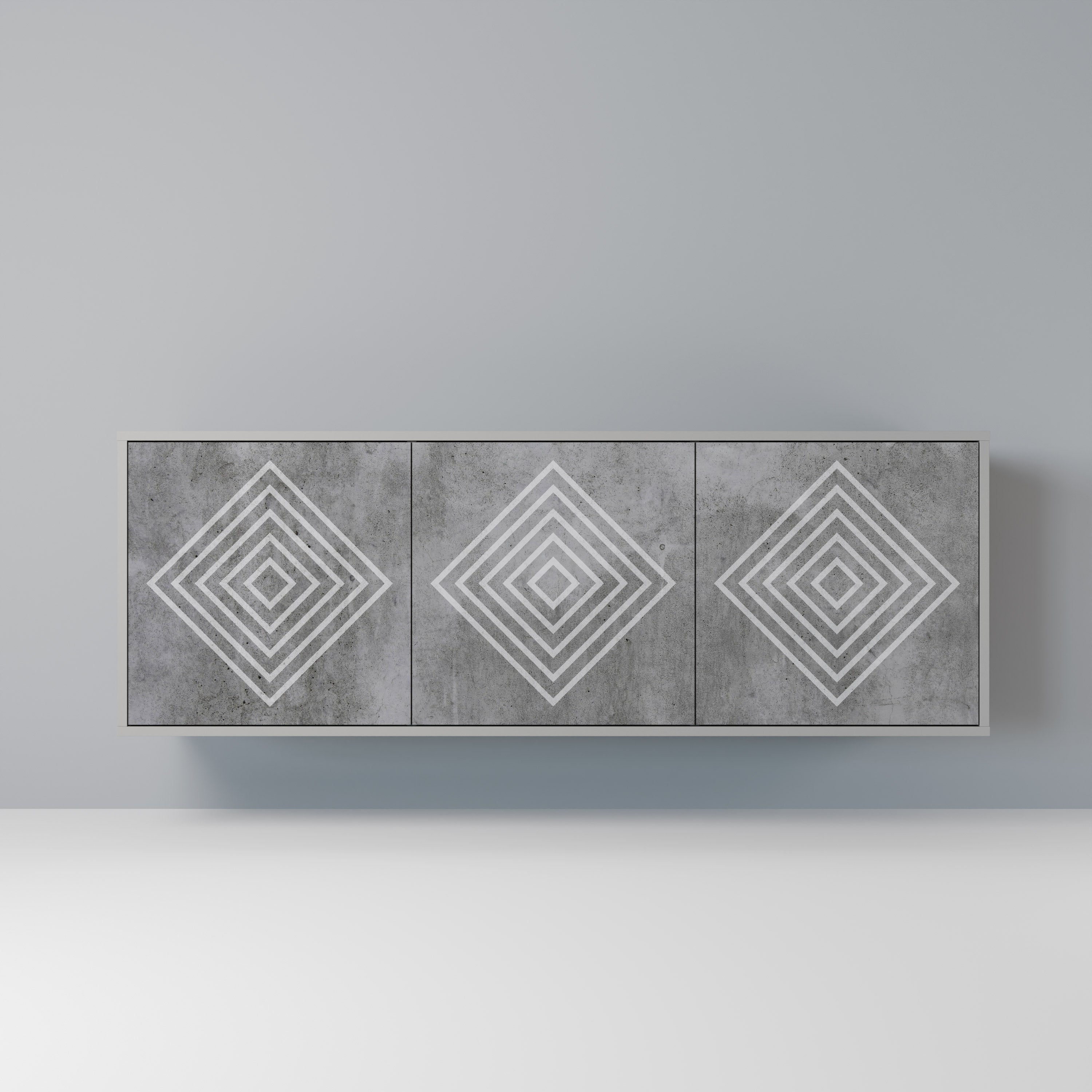 POLYGONAL ARTISTRY 3θυρο μπουφέ σε γκρι φινίρισμα