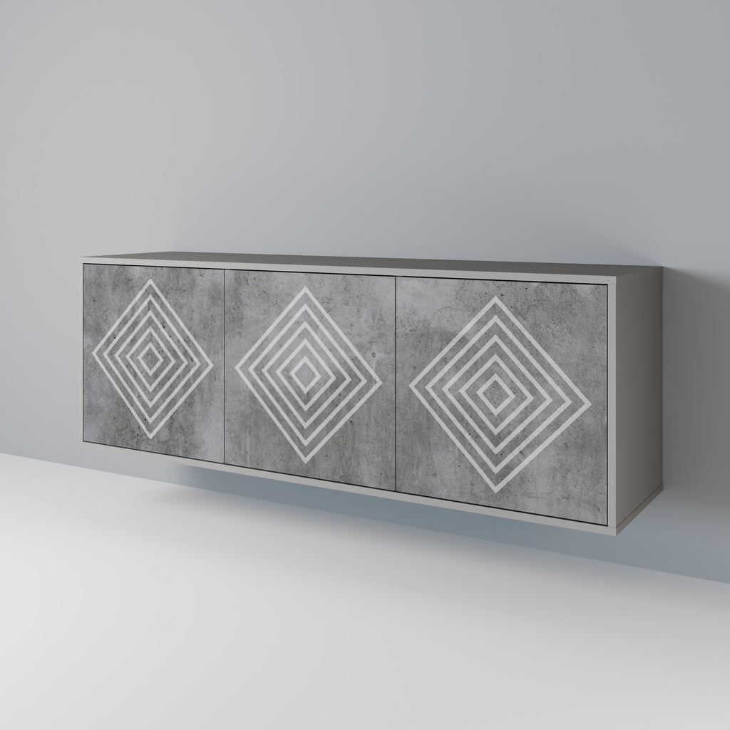 POLYGONAL ARTISTRY 3θυρο μπουφέ σε γκρι φινίρισμα