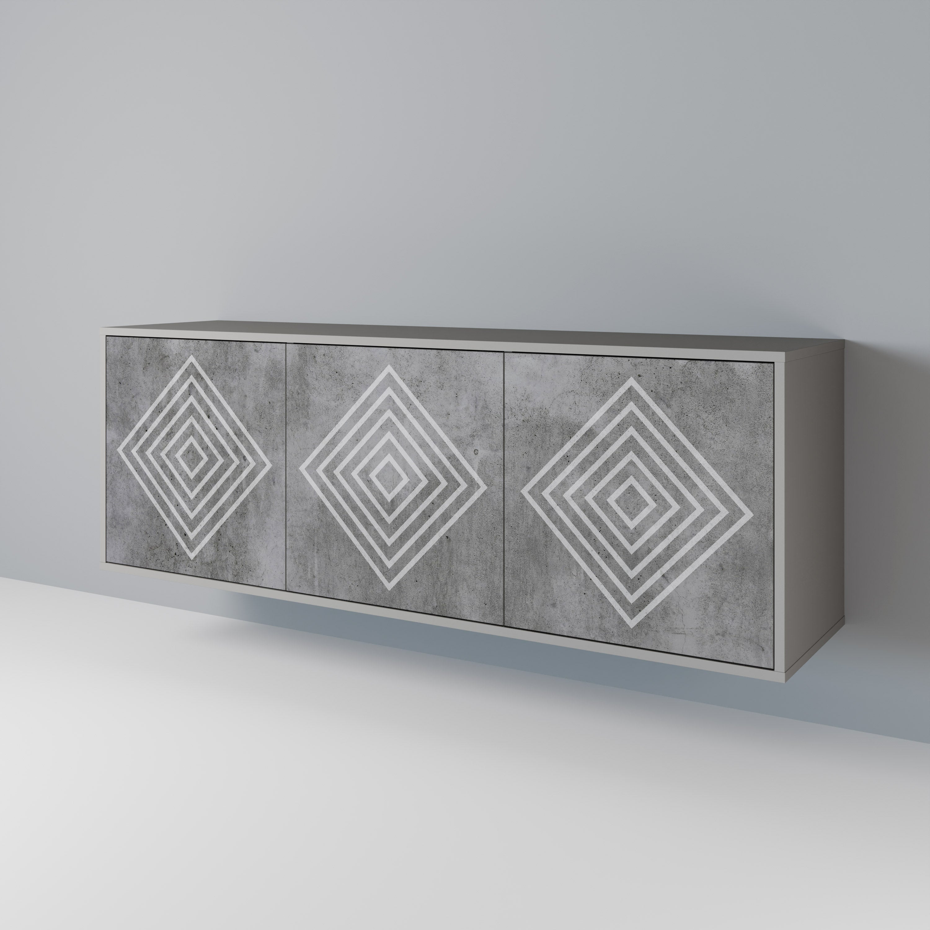 POLYGONAL ARTISTRY 3θυρο μπουφέ σε γκρι φινίρισμα