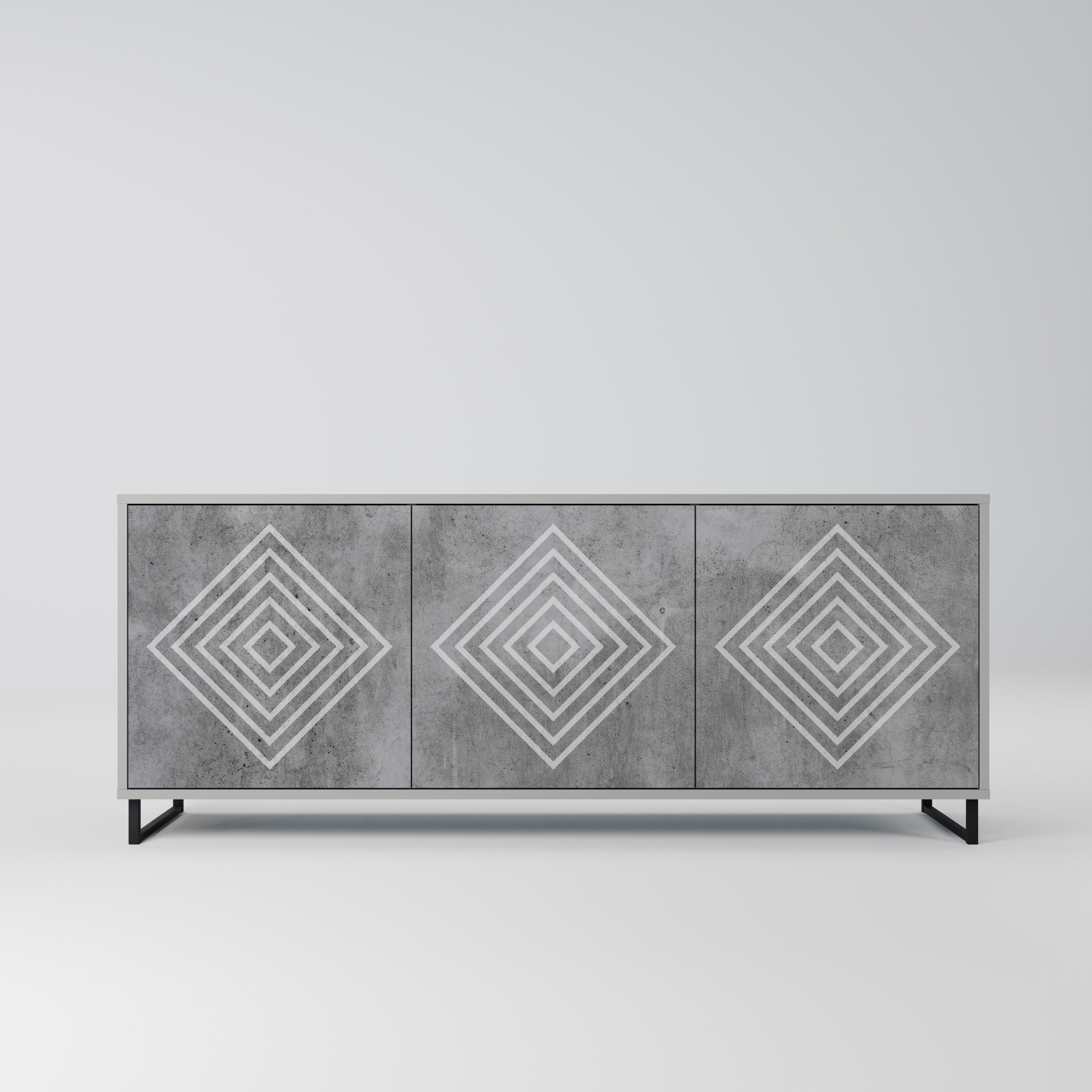 POLYGONAL ARTISTRY 3θυρο μπουφέ σε γκρι φινίρισμα