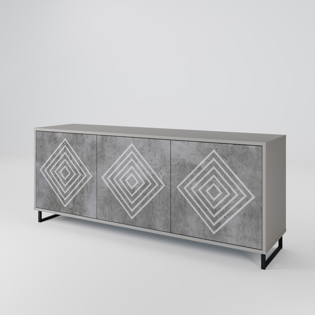 POLYGONAL ARTISTRY 3θυρο μπουφέ σε γκρι φινίρισμα