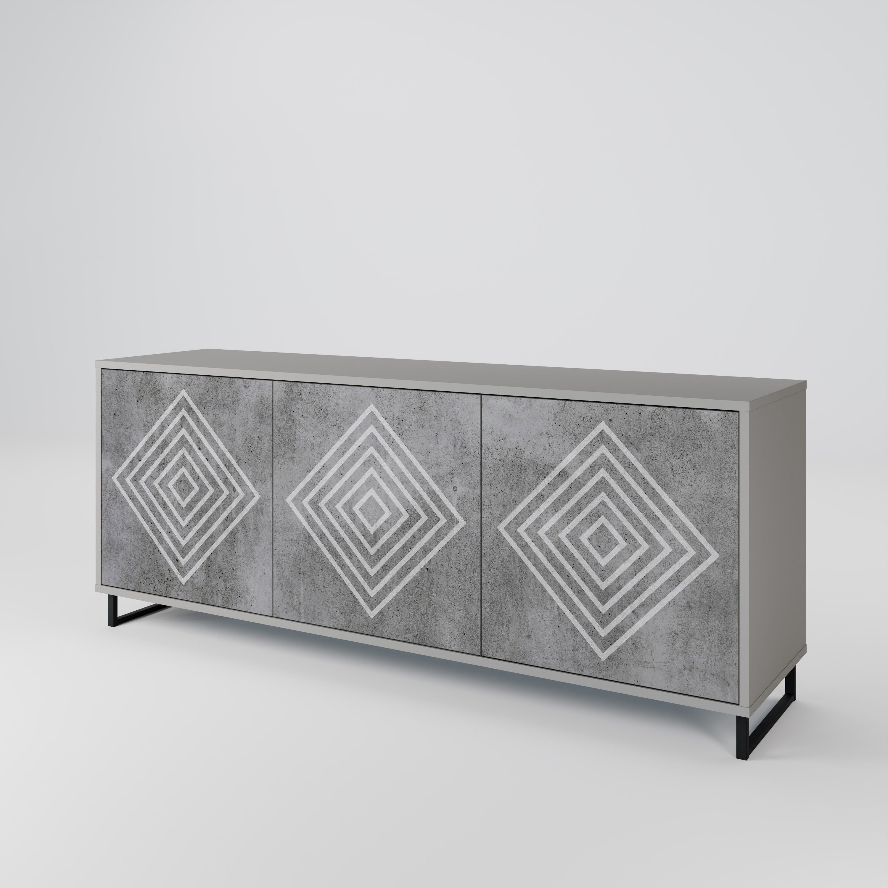 POLYGONAL ARTISTRY 3θυρο μπουφέ σε γκρι φινίρισμα
