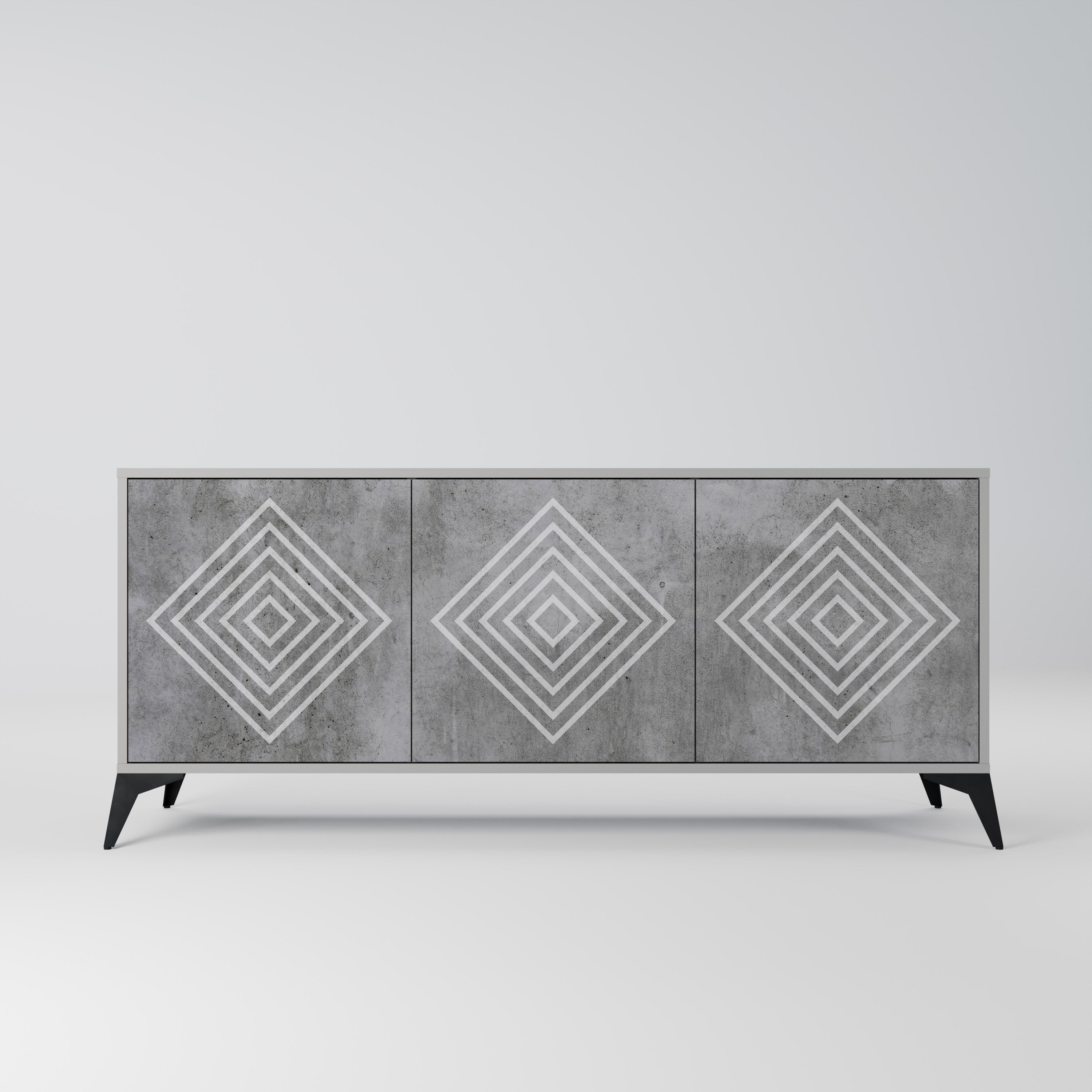 POLYGONAL ARTISTRY 3θυρο μπουφέ σε γκρι φινίρισμα
