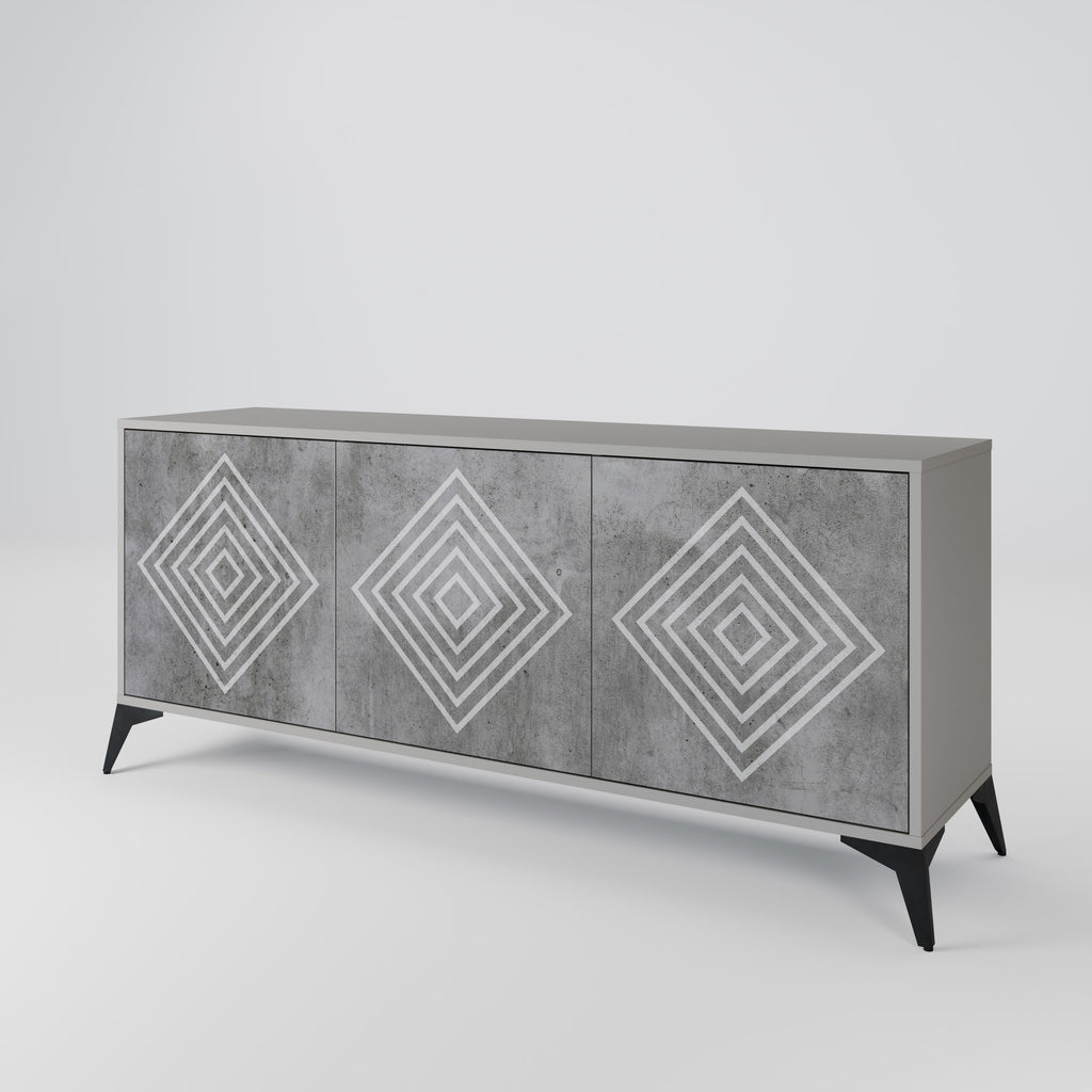POLYGONAL ARTISTRY 3θυρο μπουφέ σε γκρι φινίρισμα