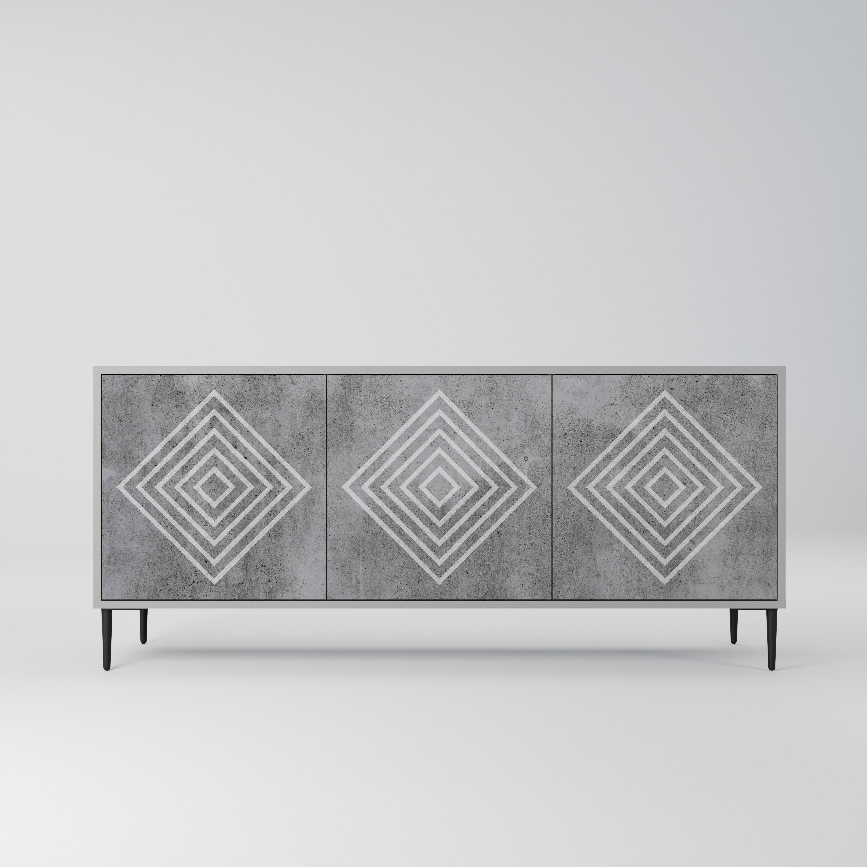 POLYGONAL ARTISTRY 3θυρο μπουφέ σε γκρι φινίρισμα