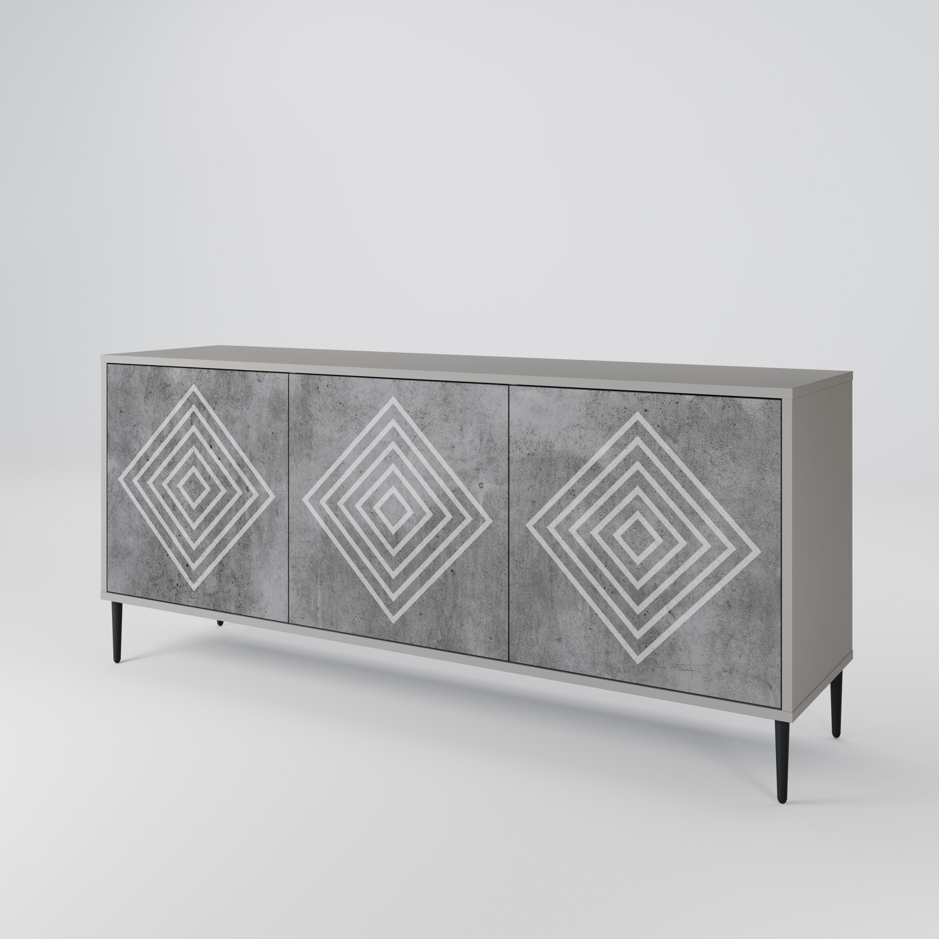 POLYGONAL ARTISTRY 3θυρο μπουφέ σε γκρι φινίρισμα
