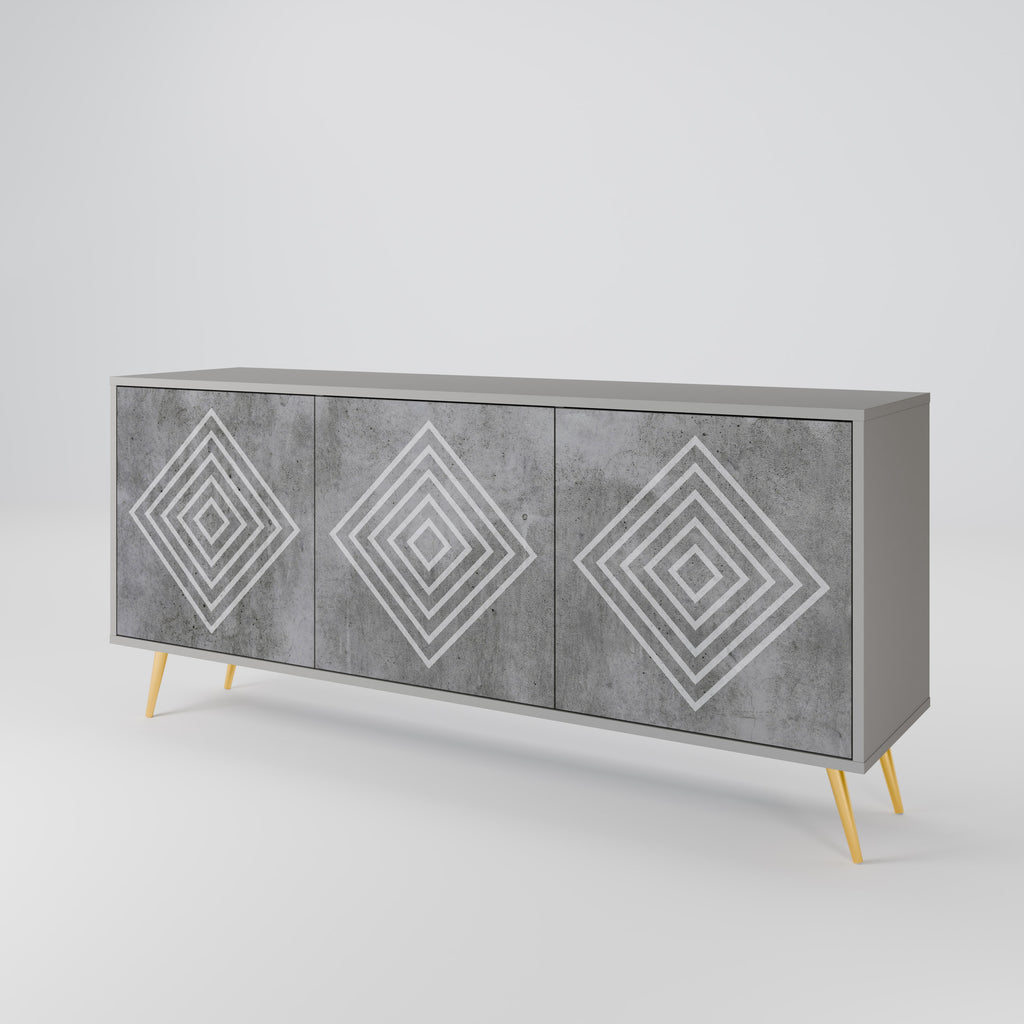POLYGONAL ARTISTRY 3θυρο μπουφέ σε γκρι φινίρισμα