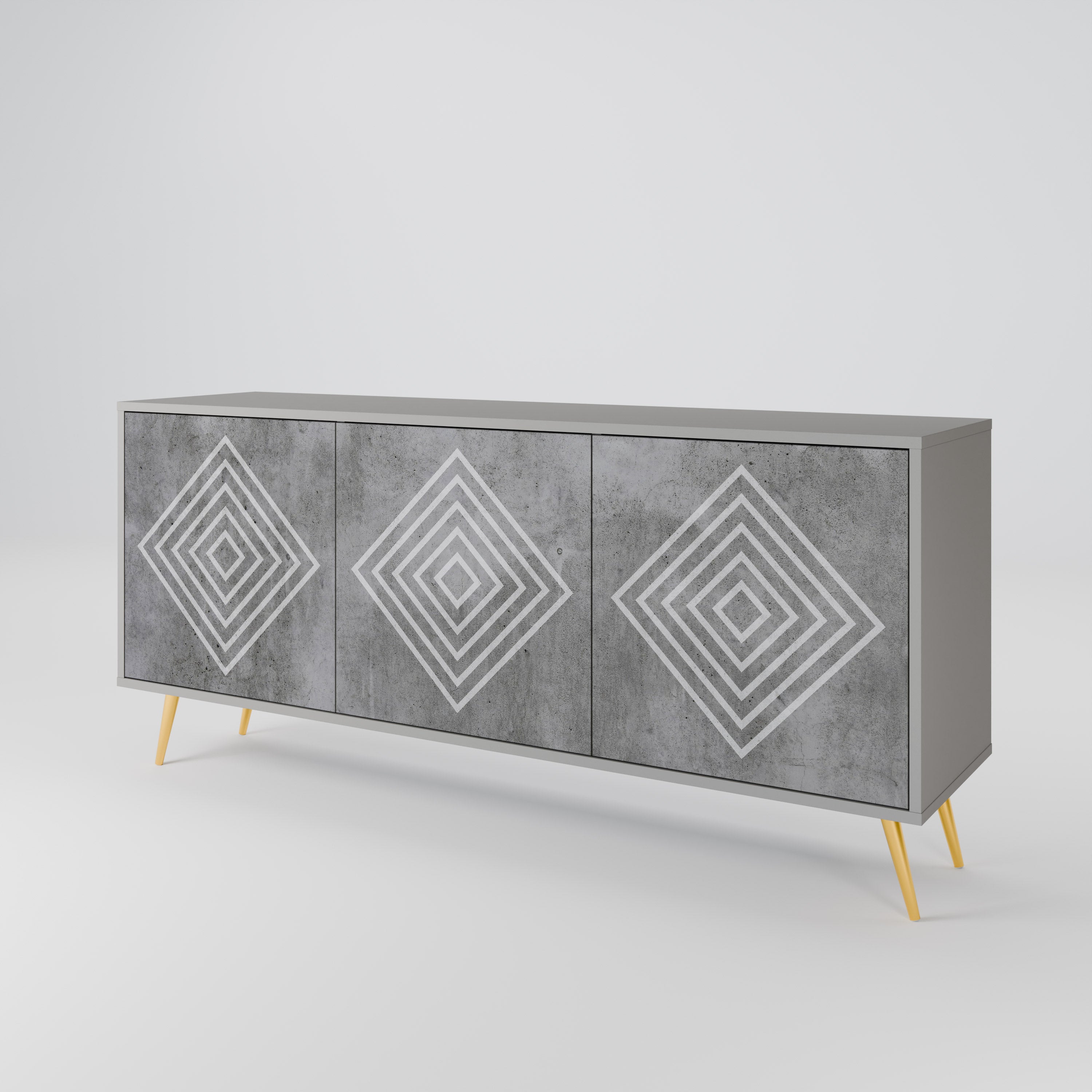 POLYGONAL ARTISTRY 3θυρο μπουφέ σε γκρι φινίρισμα