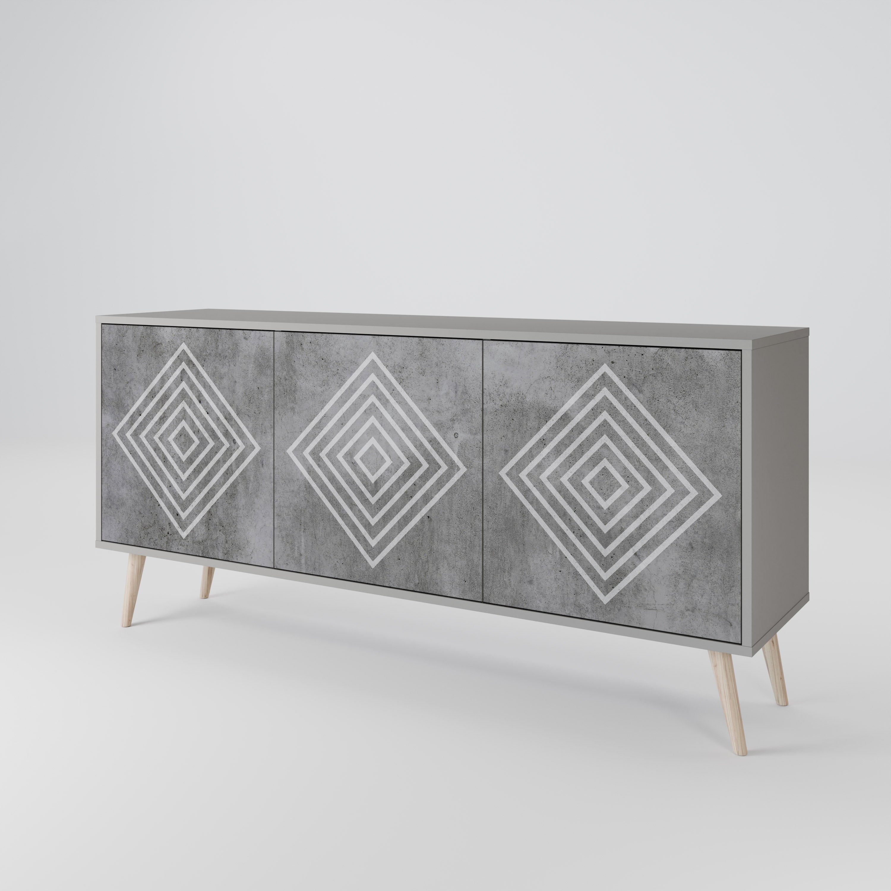 POLYGONAL ARTISTRY 3θυρο μπουφέ σε γκρι φινίρισμα