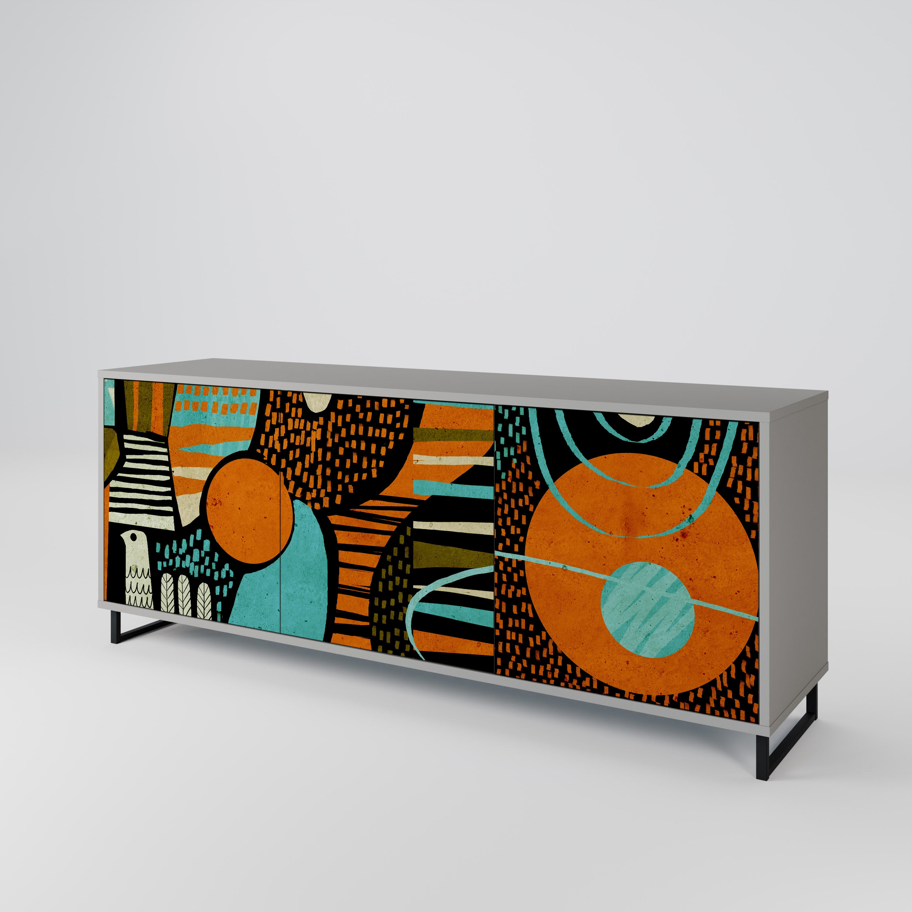 GEODE GLIMMER 3-Door Sideboard in Grey Finish