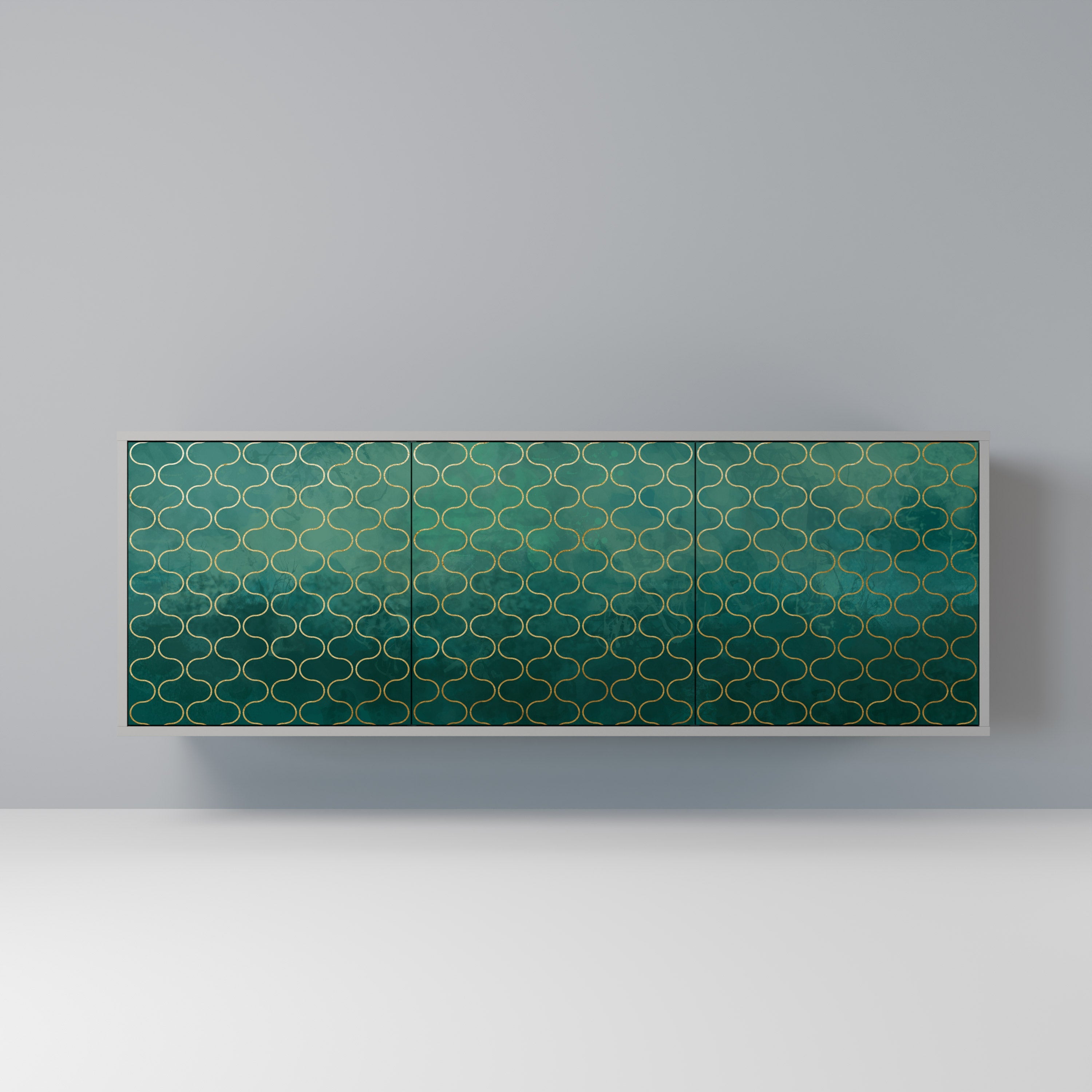 Μπουφές 3 θυρών TESSELATED GREENERY σε γκρι φινίρισμα