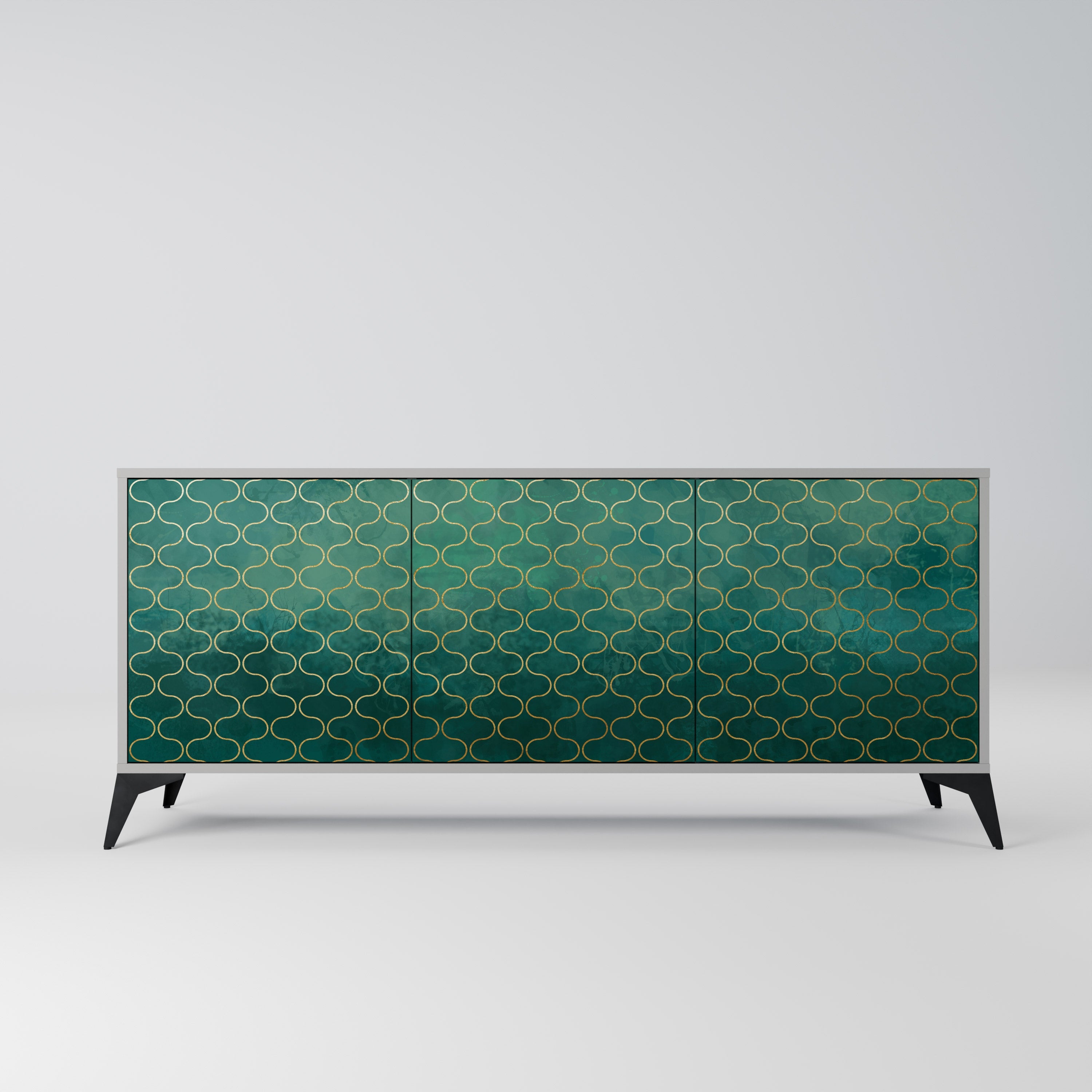 Μπουφές 3 θυρών TESSELATED GREENERY σε γκρι φινίρισμα