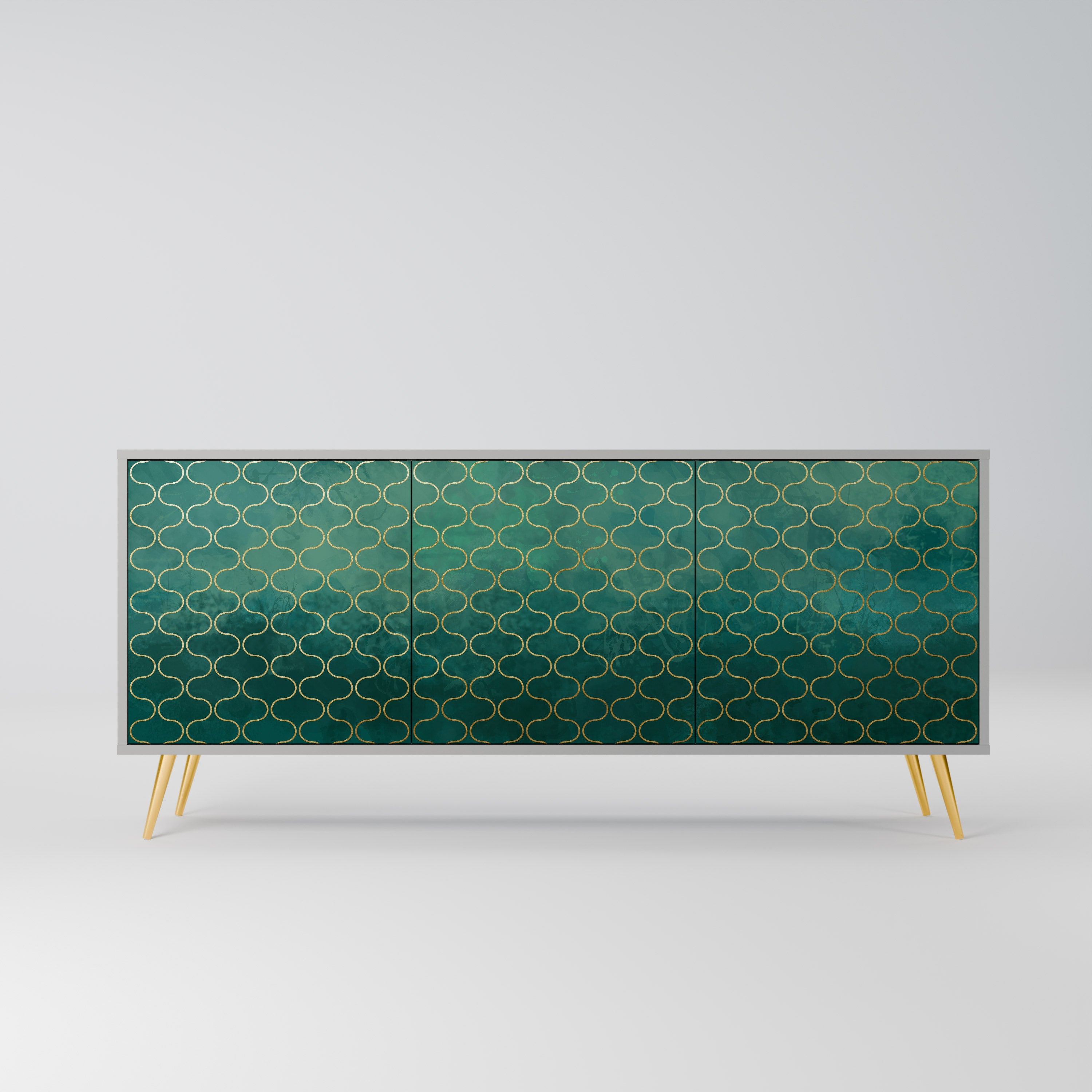 Μπουφές 3 θυρών TESSELATED GREENERY σε γκρι φινίρισμα