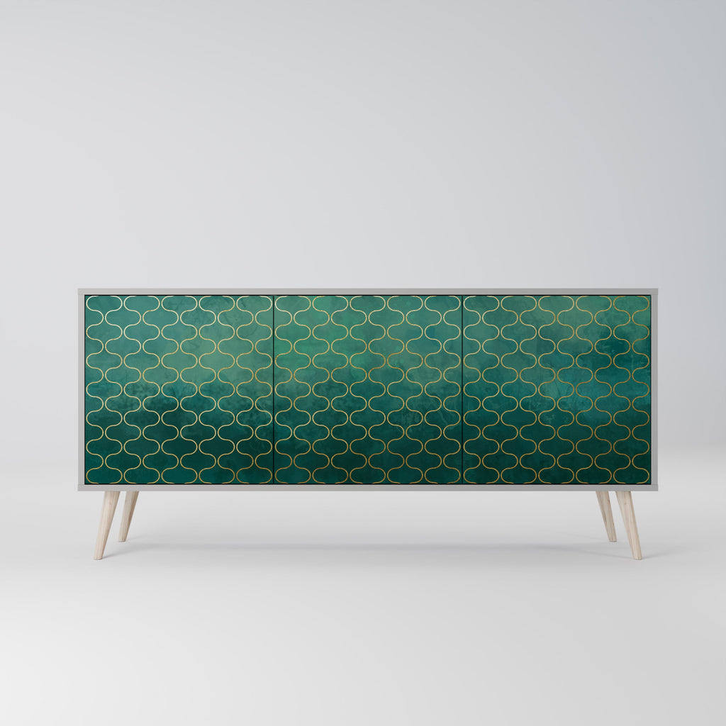 TESSELATED GREENERY 3-Door Sideboard in Grey Finish