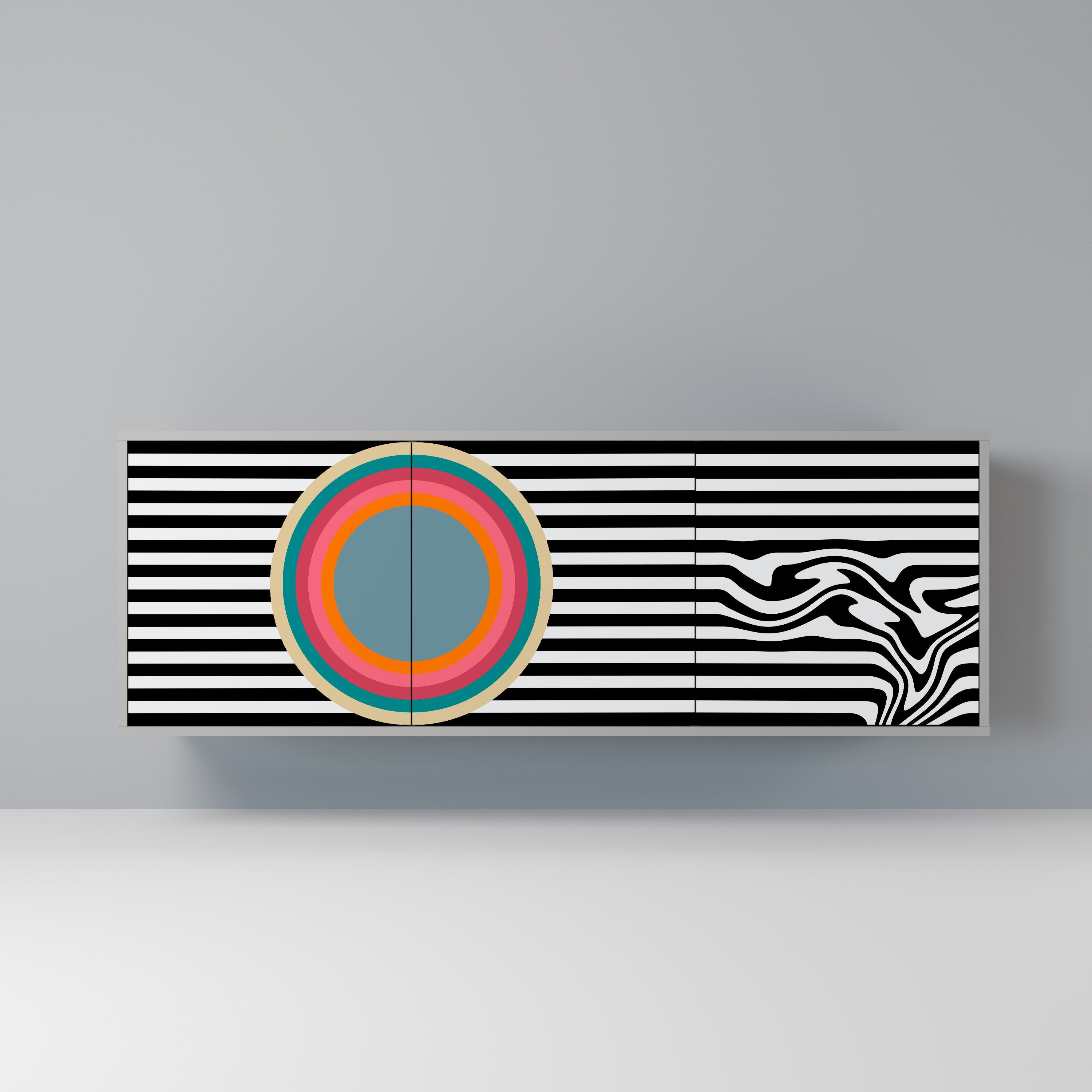 Μπουφές SPECTRA SHOWCASE με 3 πόρτες σε γκρι φινίρισμα