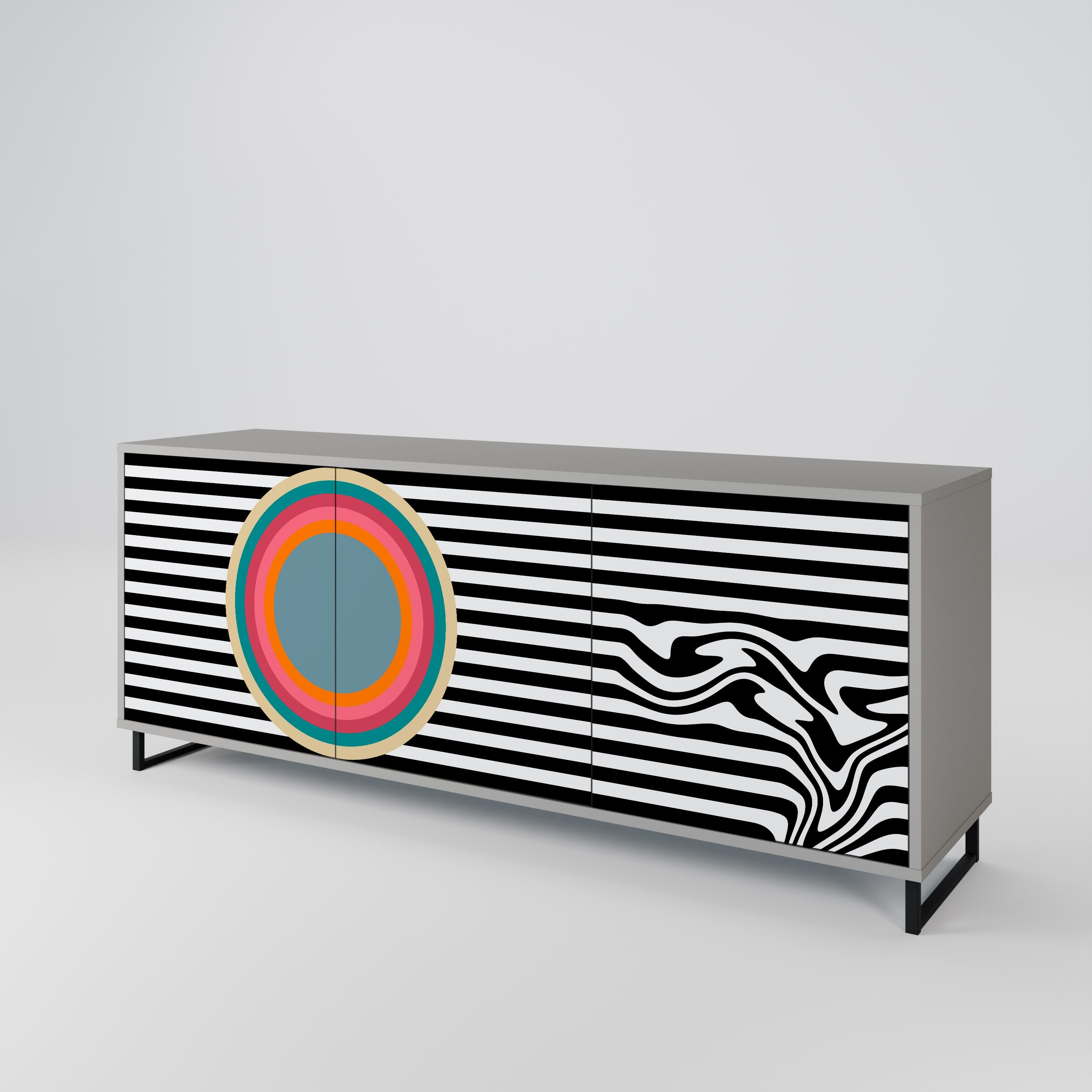 Μπουφές SPECTRA SHOWCASE με 3 πόρτες σε γκρι φινίρισμα