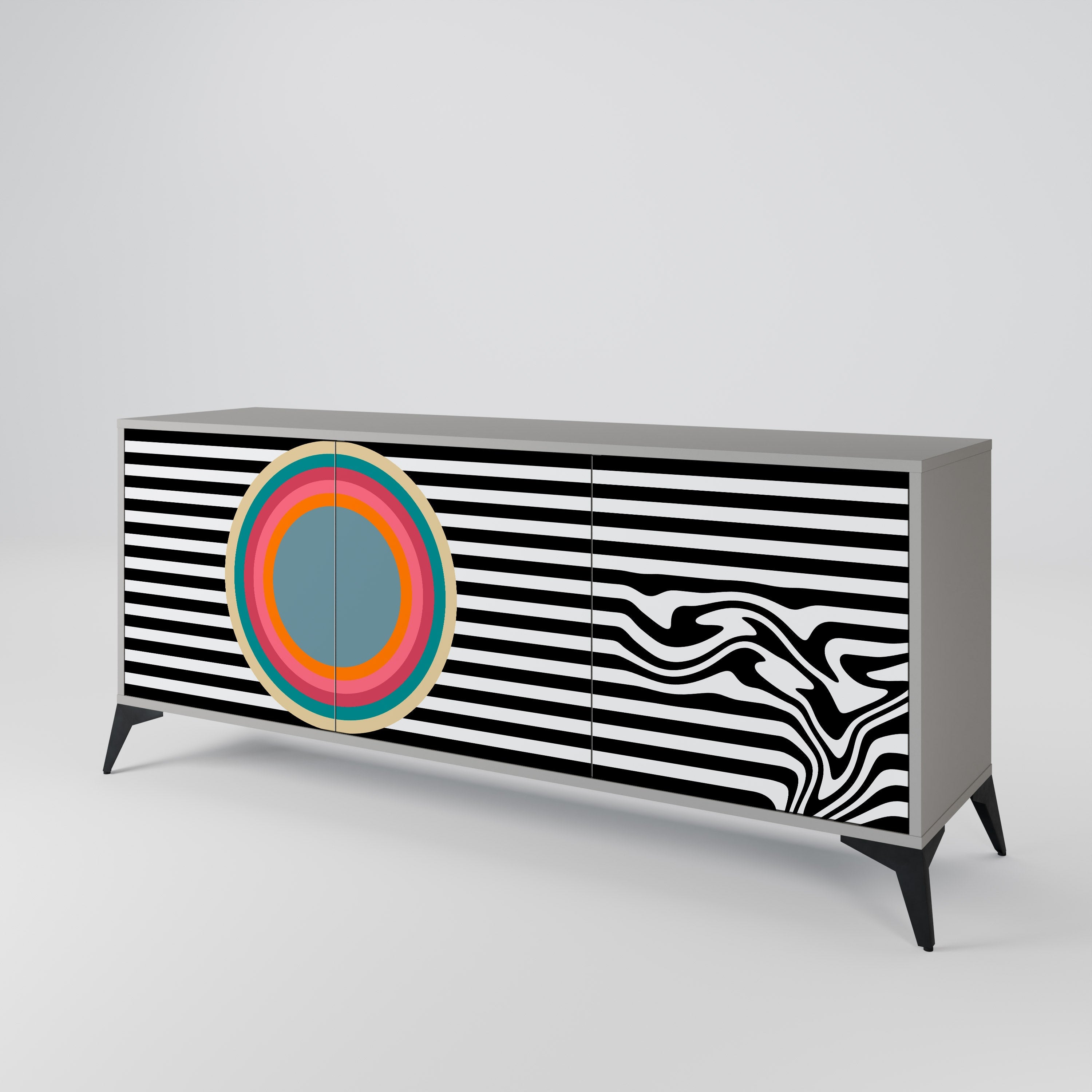Μπουφές SPECTRA SHOWCASE με 3 πόρτες σε γκρι φινίρισμα