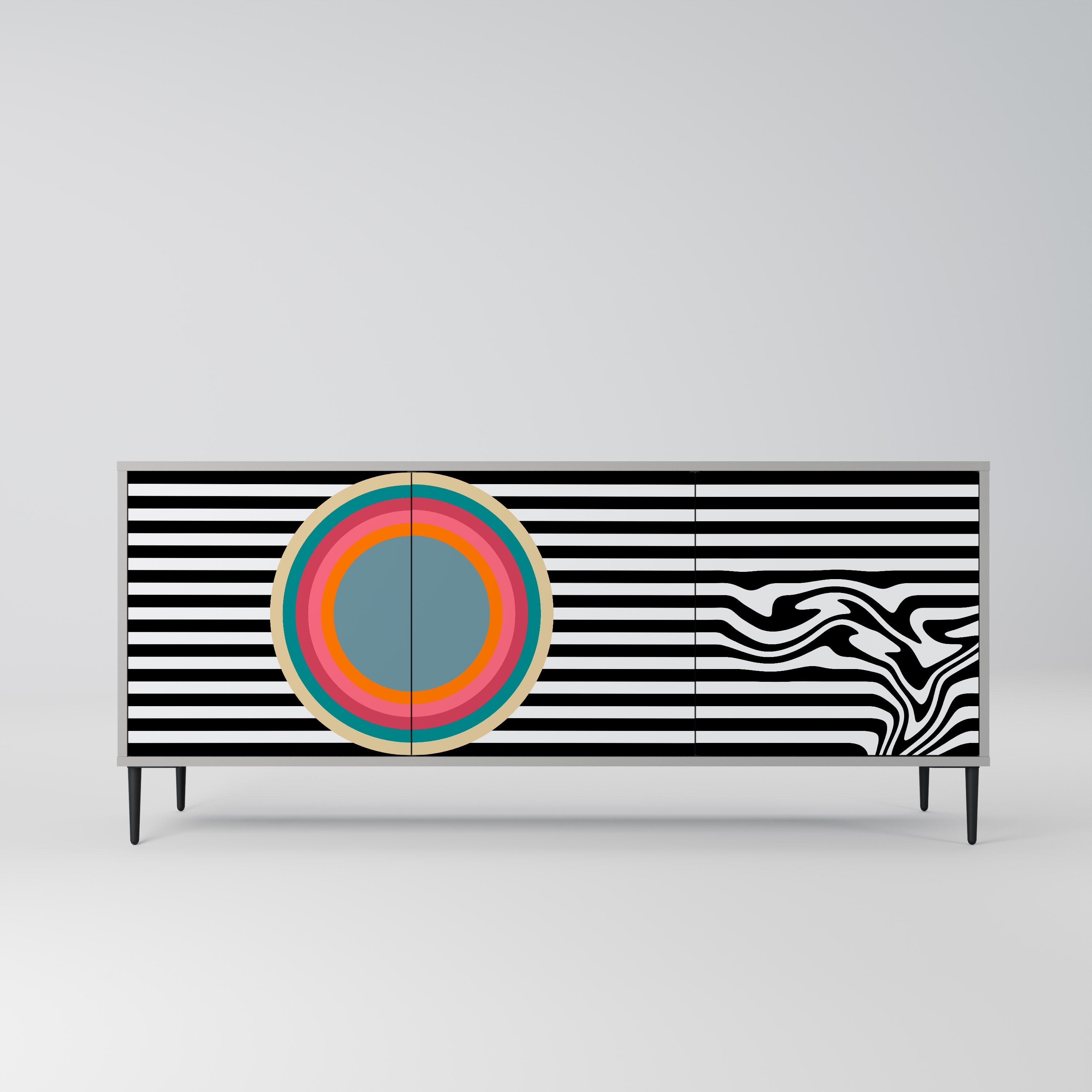 Μπουφές SPECTRA SHOWCASE με 3 πόρτες σε γκρι φινίρισμα