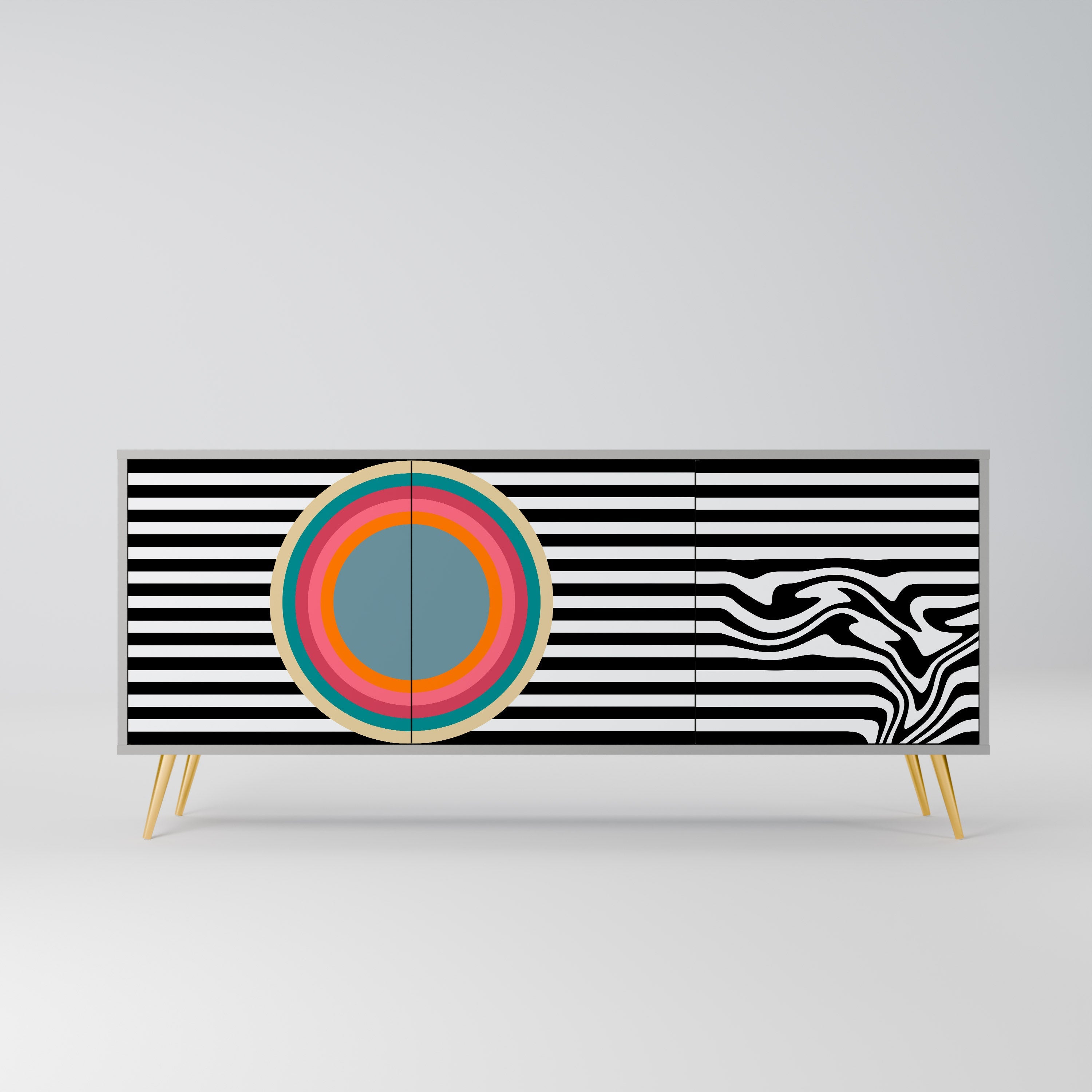 Μπουφές SPECTRA SHOWCASE με 3 πόρτες σε γκρι φινίρισμα