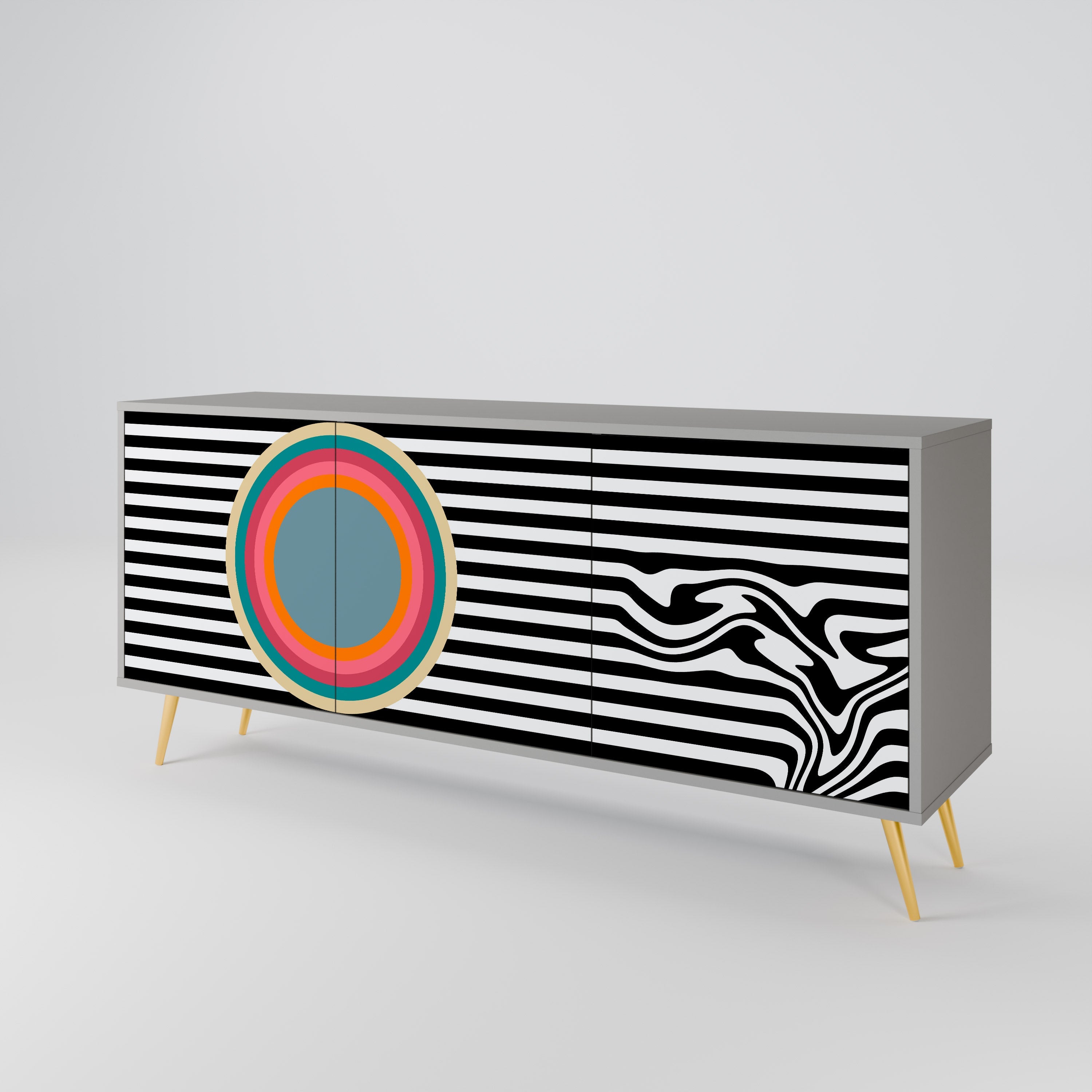 Μπουφές SPECTRA SHOWCASE με 3 πόρτες σε γκρι φινίρισμα