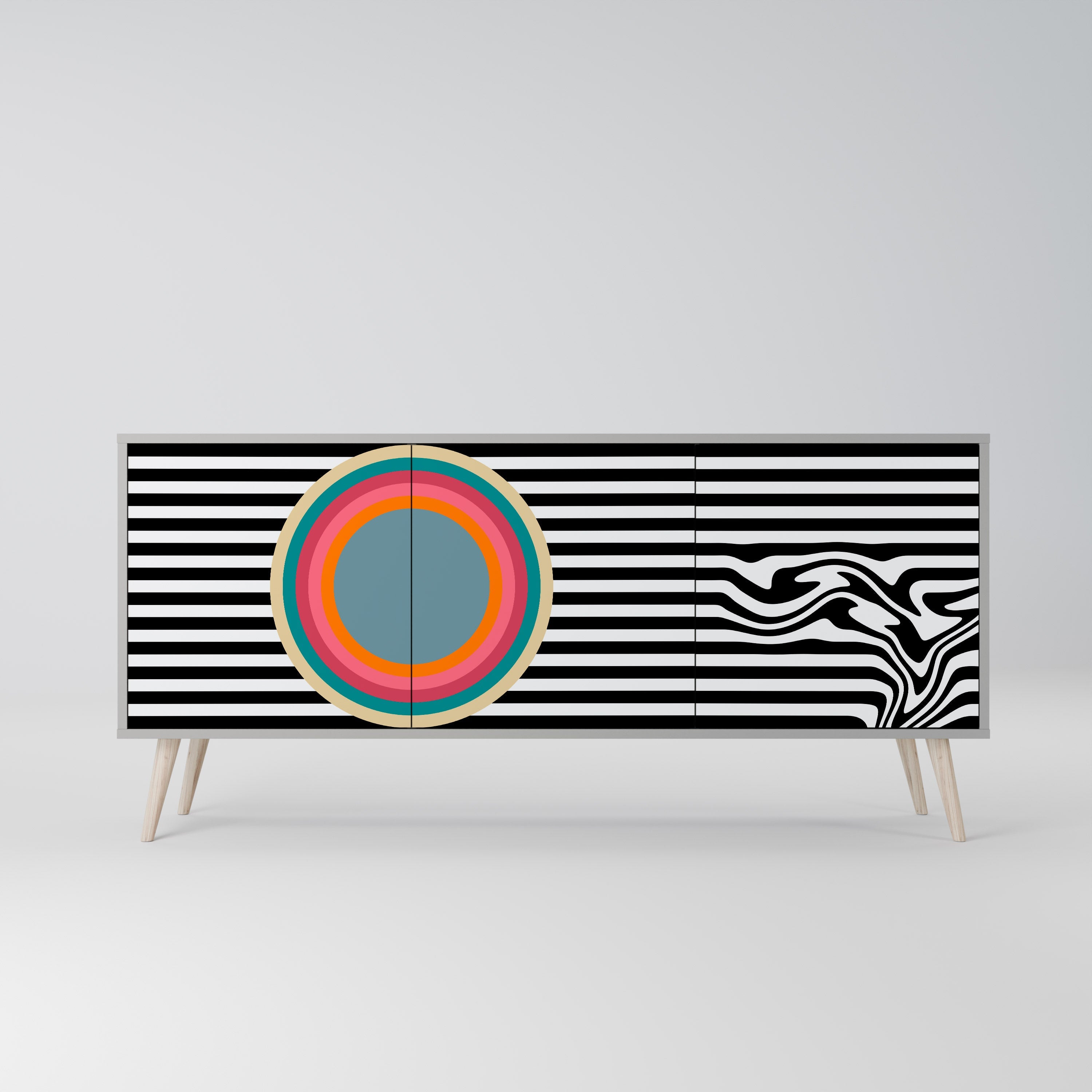 Μπουφές SPECTRA SHOWCASE με 3 πόρτες σε γκρι φινίρισμα