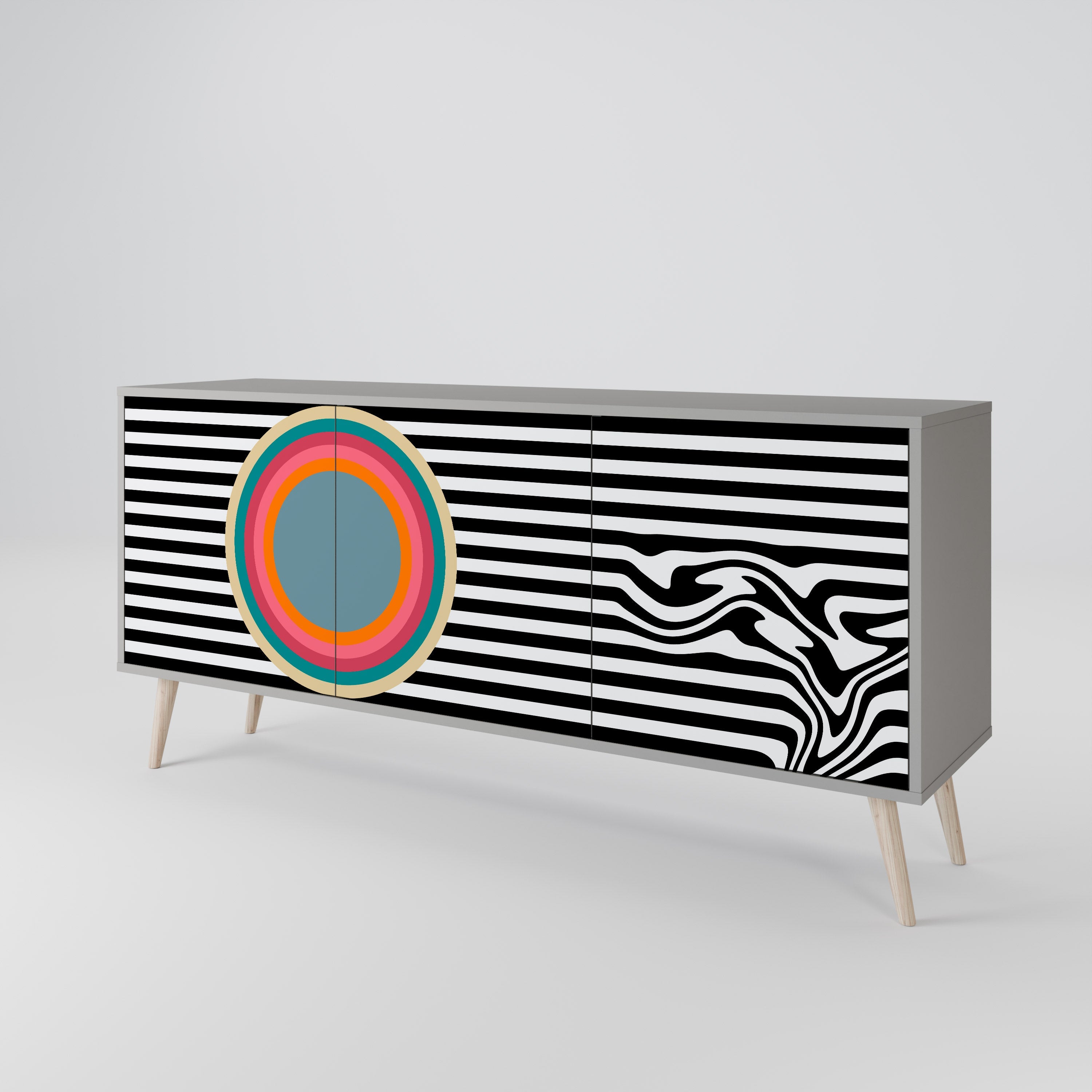 Μπουφές SPECTRA SHOWCASE με 3 πόρτες σε γκρι φινίρισμα