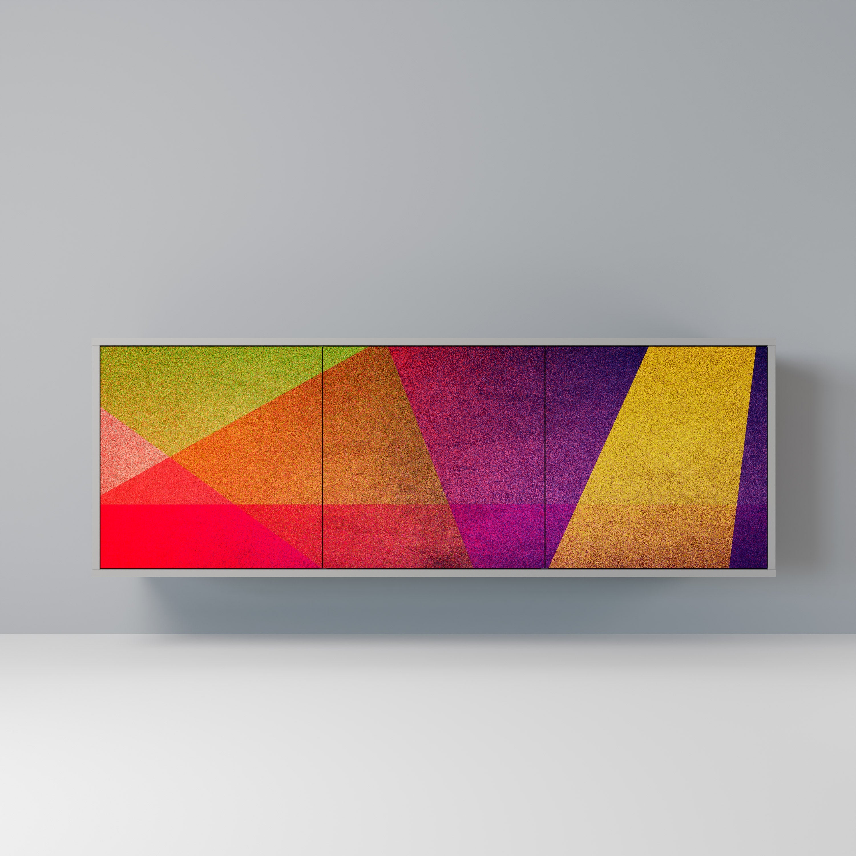 Μπουφές VIVID GEOMETRIA 3 θυρών σε γκρι φινίρισμα