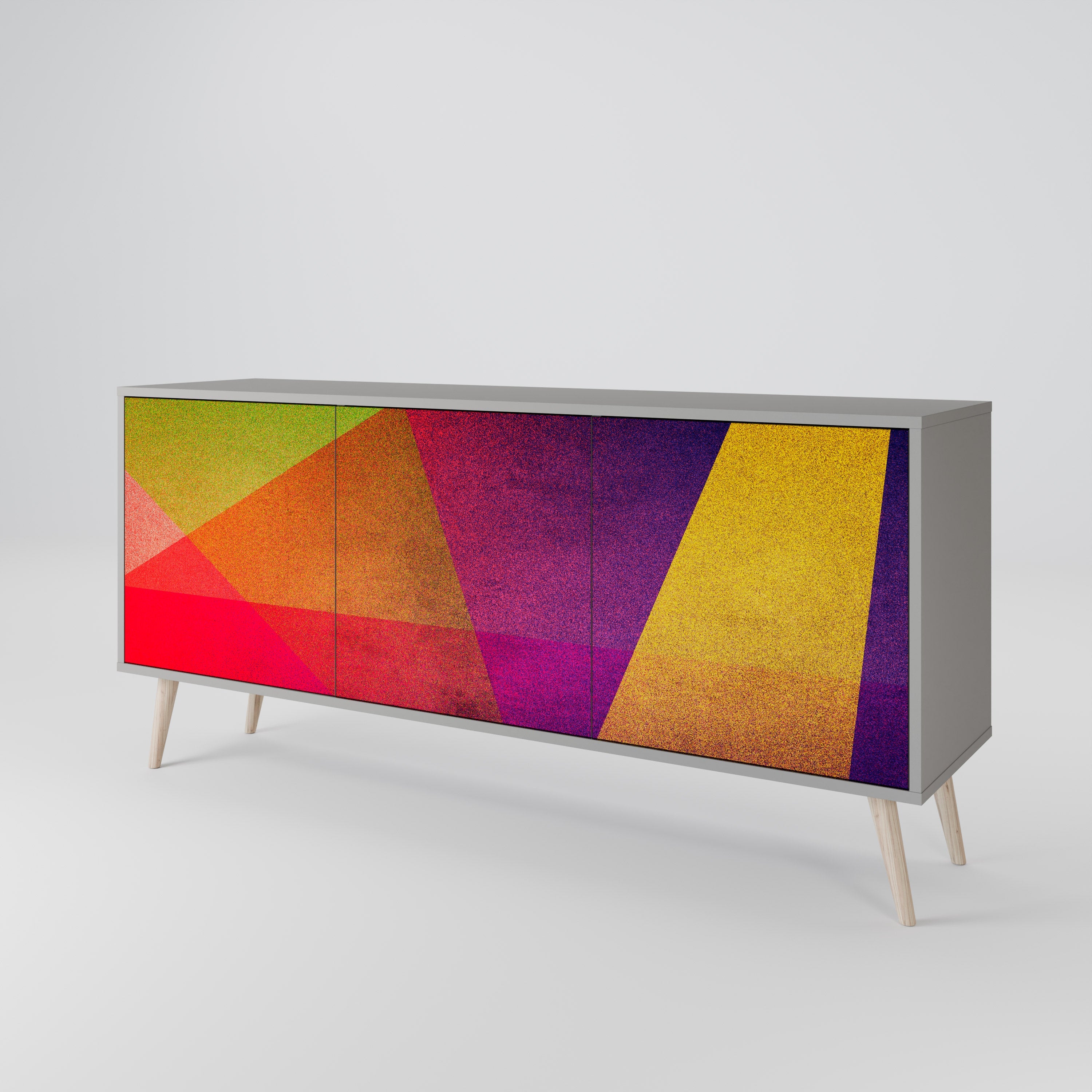 Μπουφές VIVID GEOMETRIA 3 θυρών σε γκρι φινίρισμα