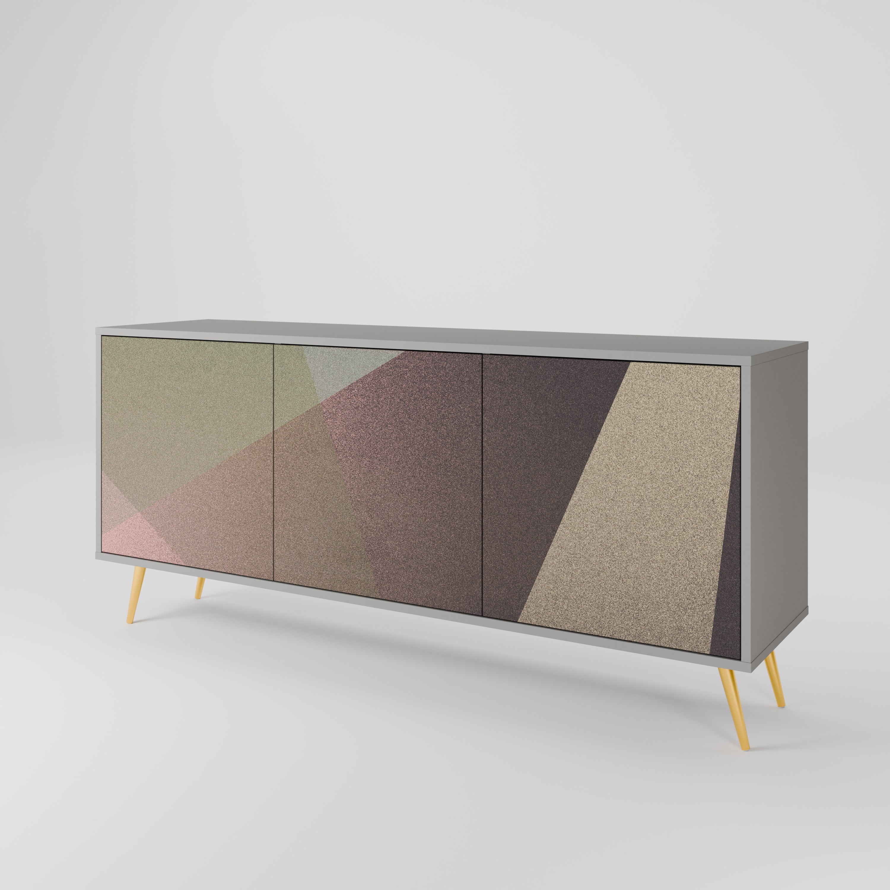 BEIGE GEOMETRY 3-Door Sideboard