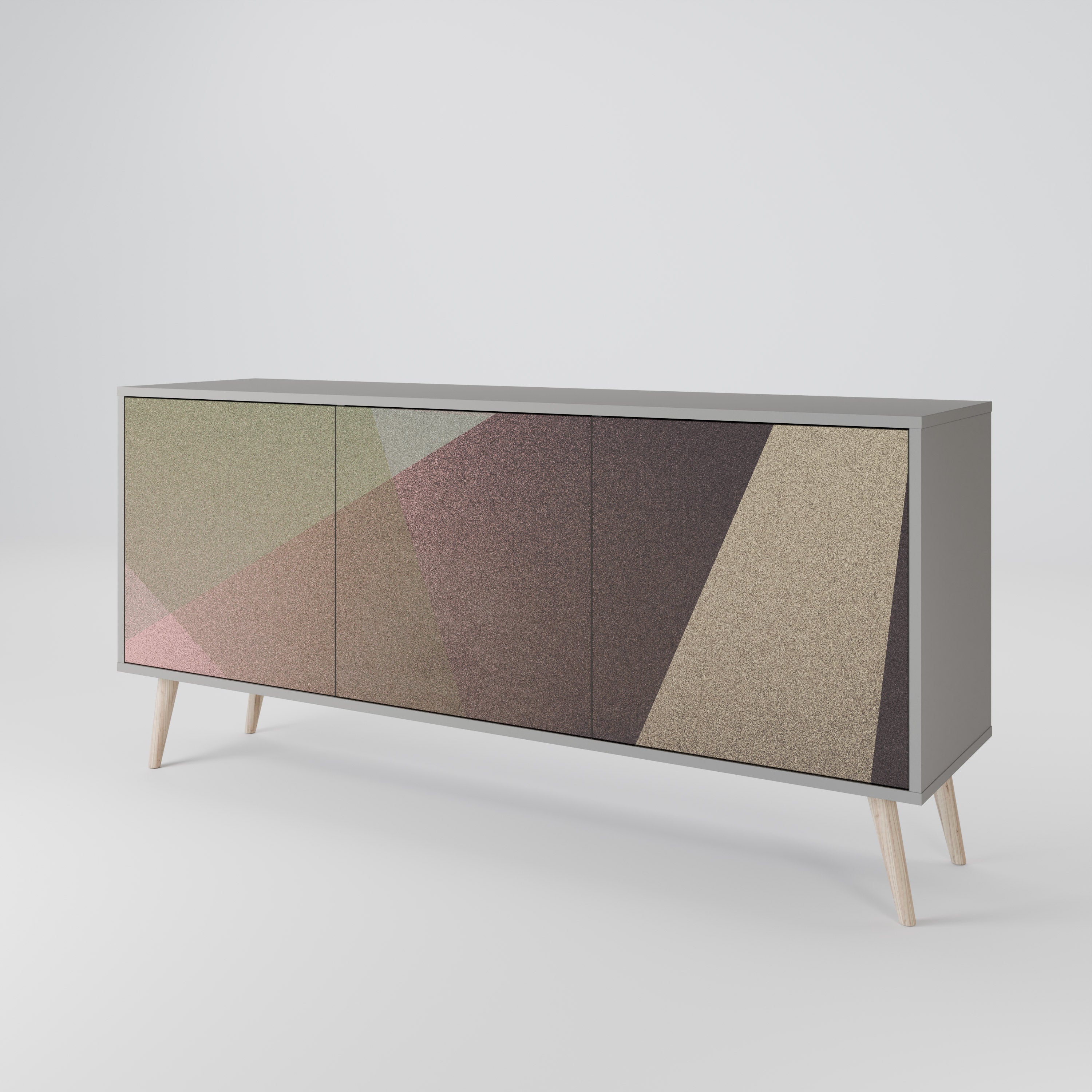 BEIGE GEOMETRY 3-Door Sideboard