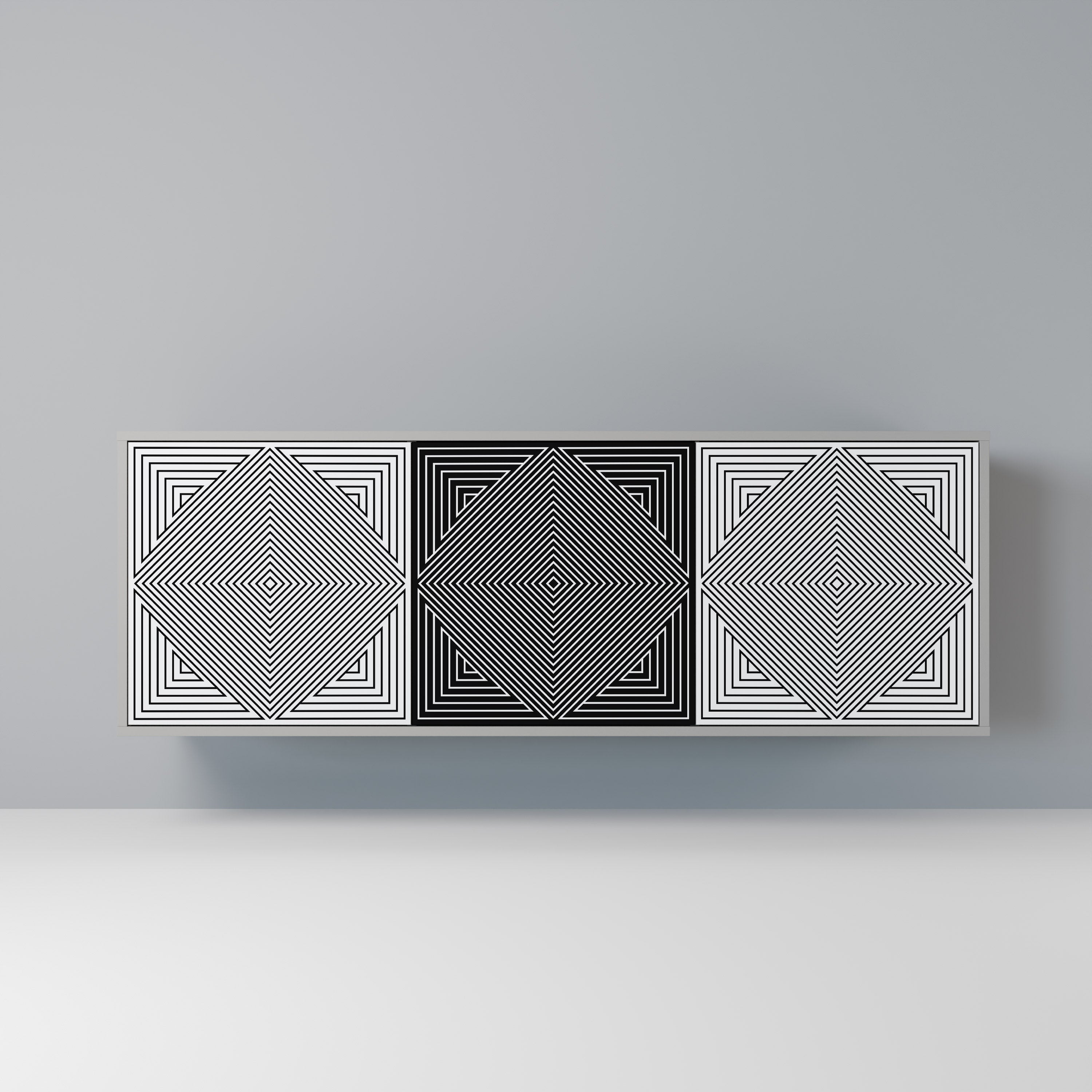 Μπουφές POLYGON ILLUSION 3θυρο σε γκρι φινίρισμα