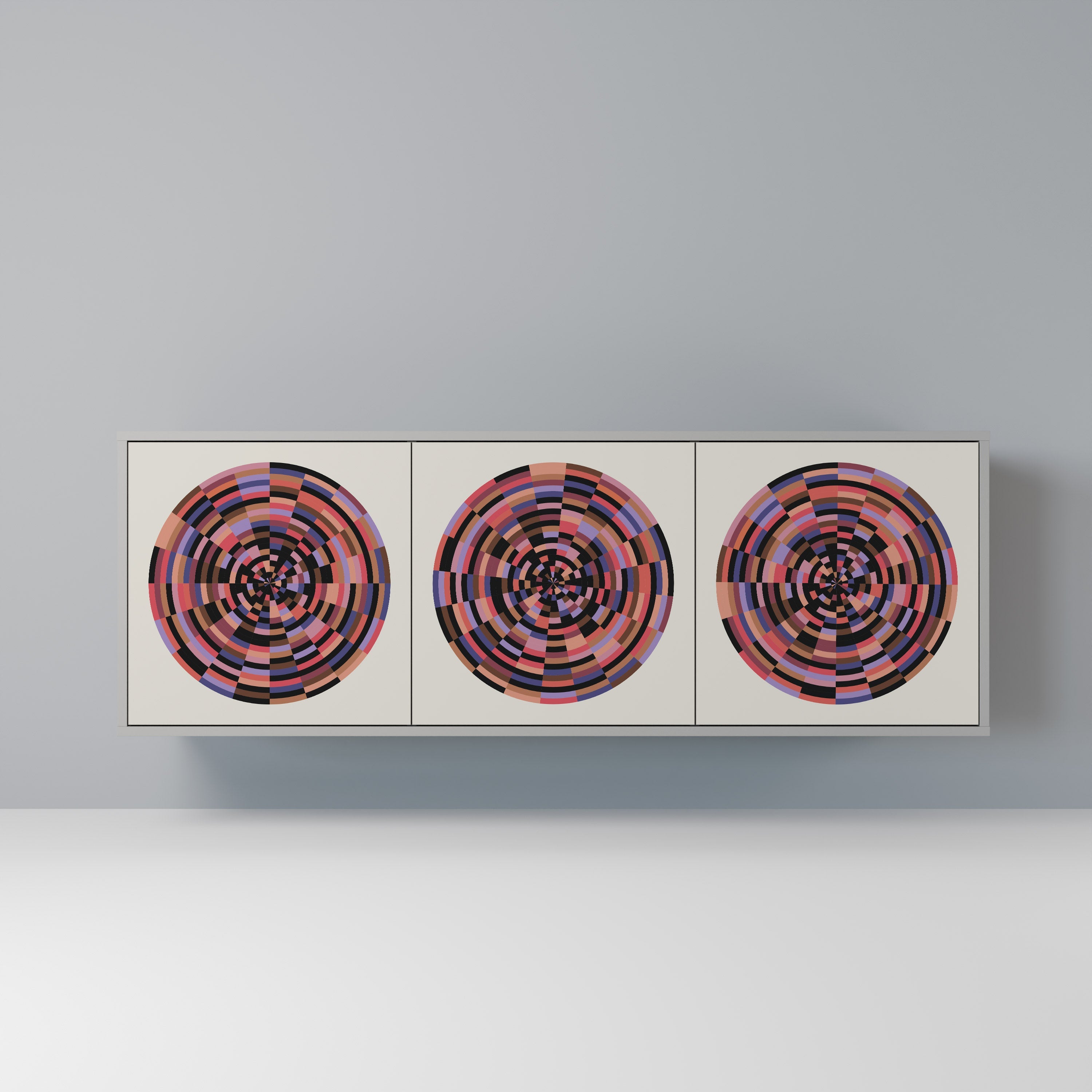 Μπουφές 3 θυρών BROWN CIRCLES σε γκρι φινίρισμα