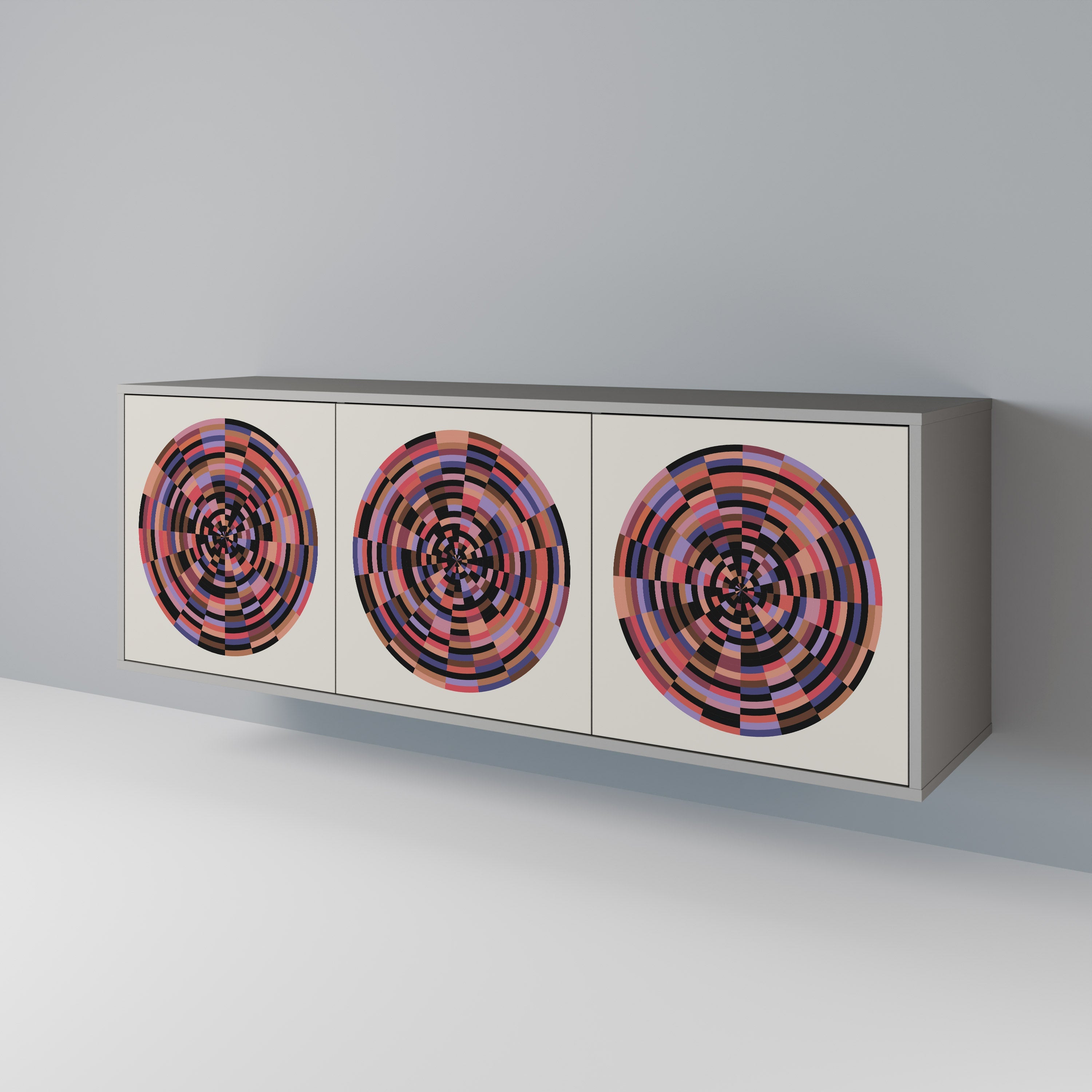 Μπουφές 3 θυρών BROWN CIRCLES σε γκρι φινίρισμα