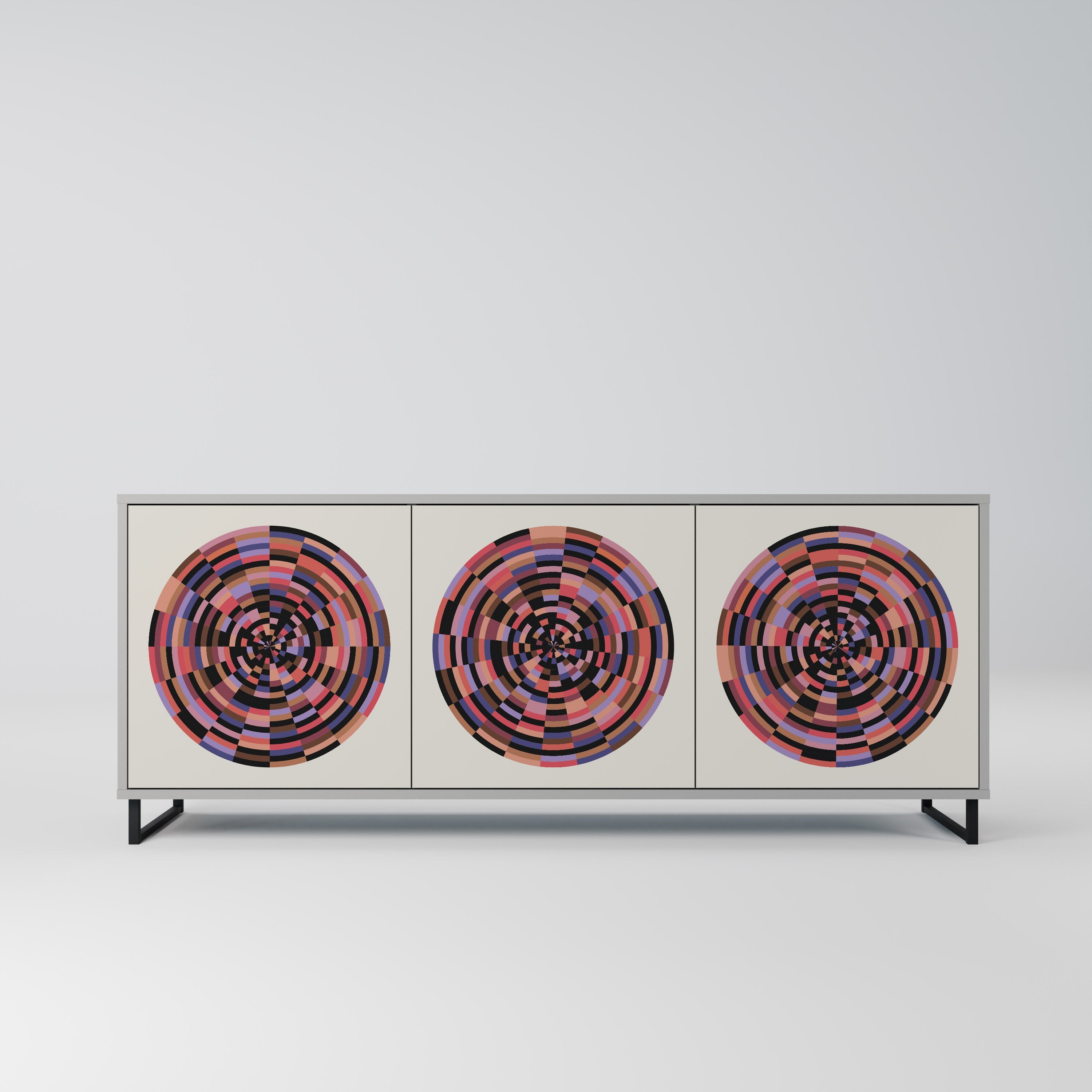 Μπουφές 3 θυρών BROWN CIRCLES σε γκρι φινίρισμα