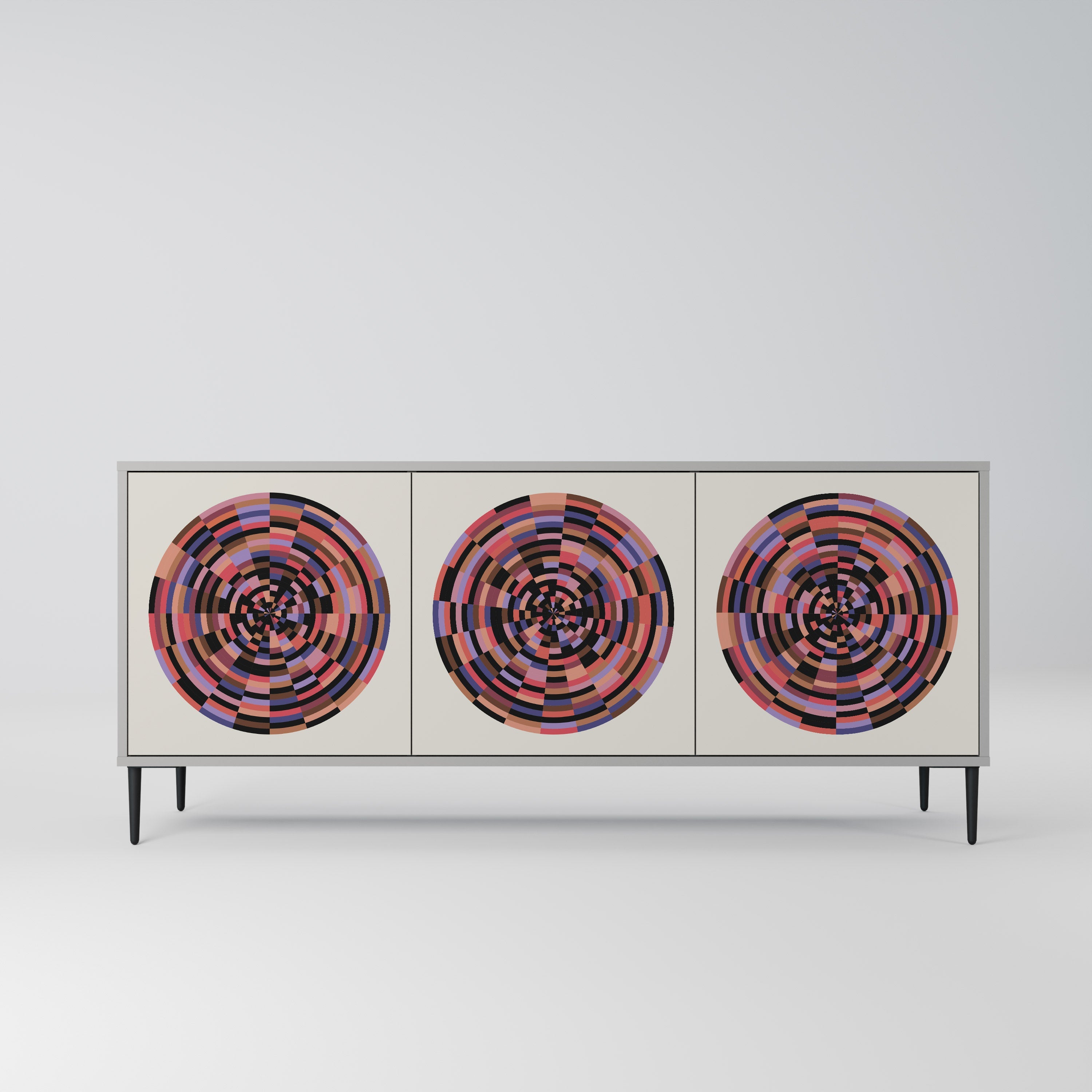 Μπουφές 3 θυρών BROWN CIRCLES σε γκρι φινίρισμα