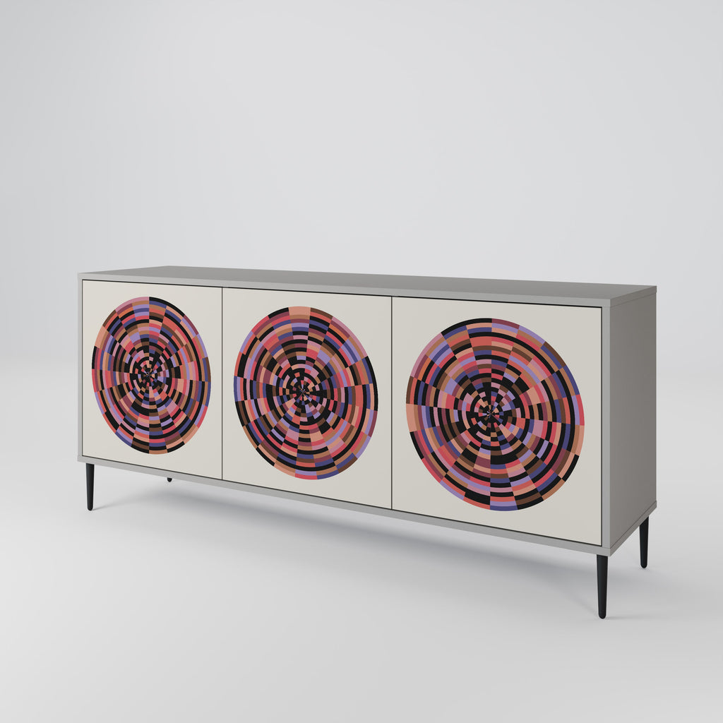 Μπουφές 3 θυρών BROWN CIRCLES σε γκρι φινίρισμα