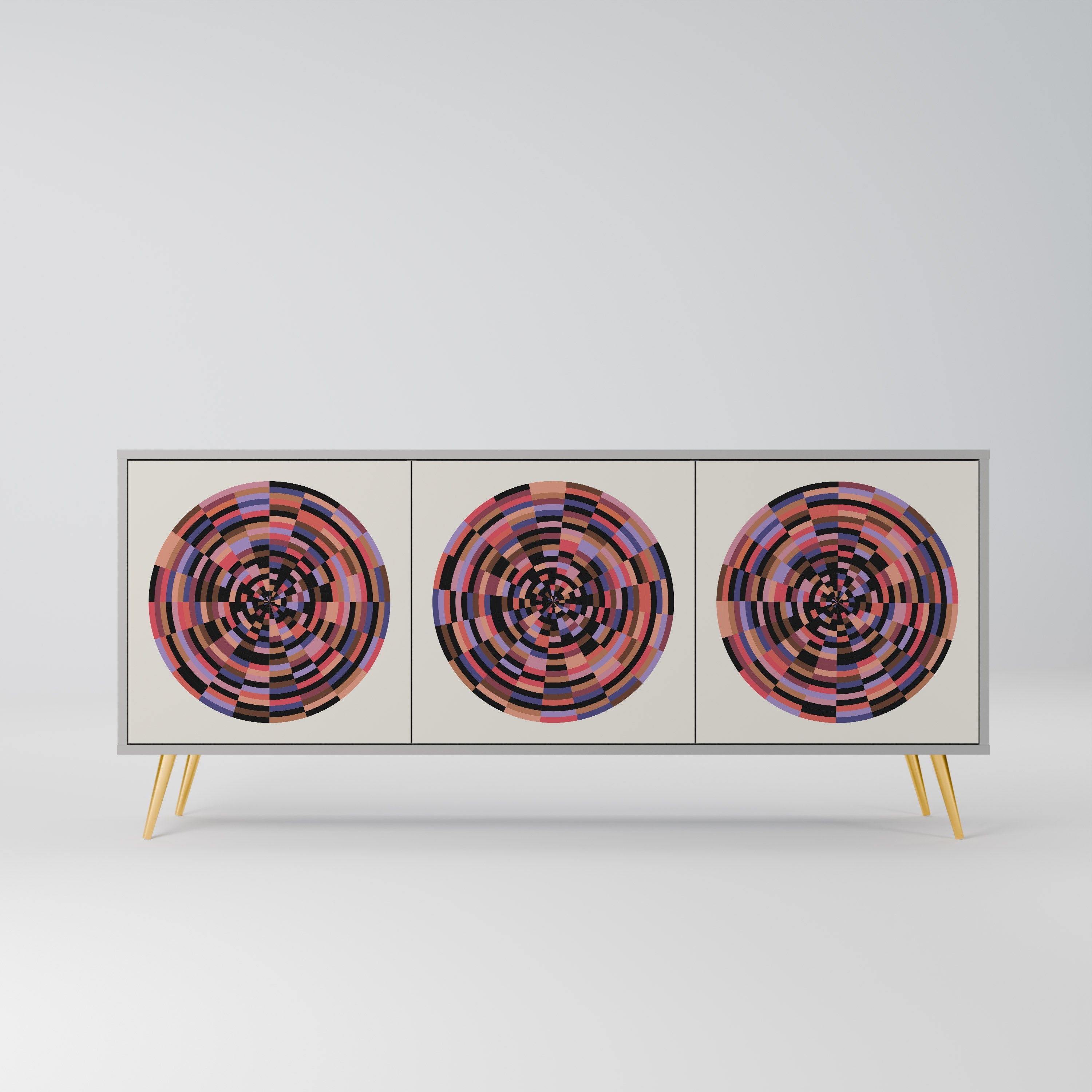 Μπουφές 3 θυρών BROWN CIRCLES σε γκρι φινίρισμα