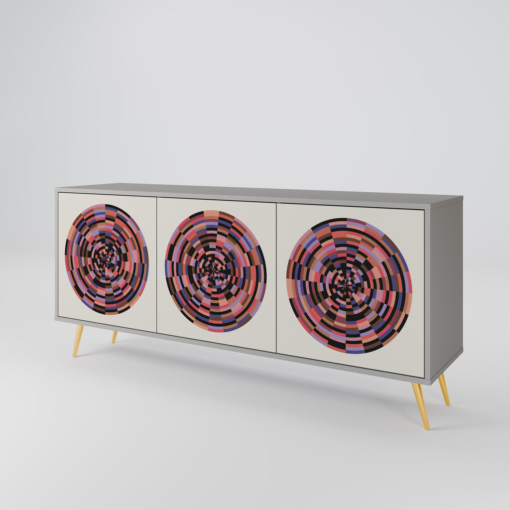 Μπουφές 3 θυρών BROWN CIRCLES σε γκρι φινίρισμα