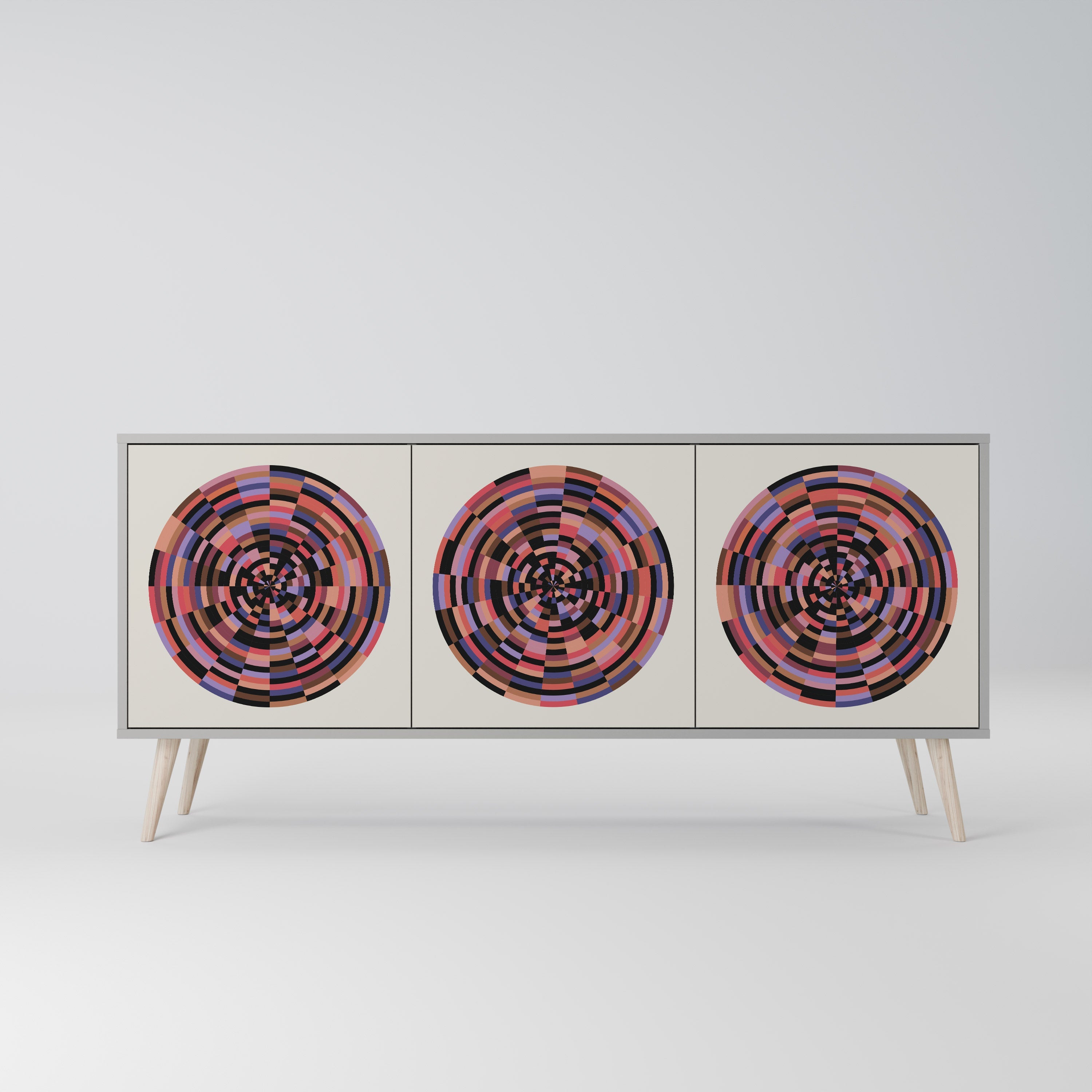 Μπουφές 3 θυρών BROWN CIRCLES σε γκρι φινίρισμα