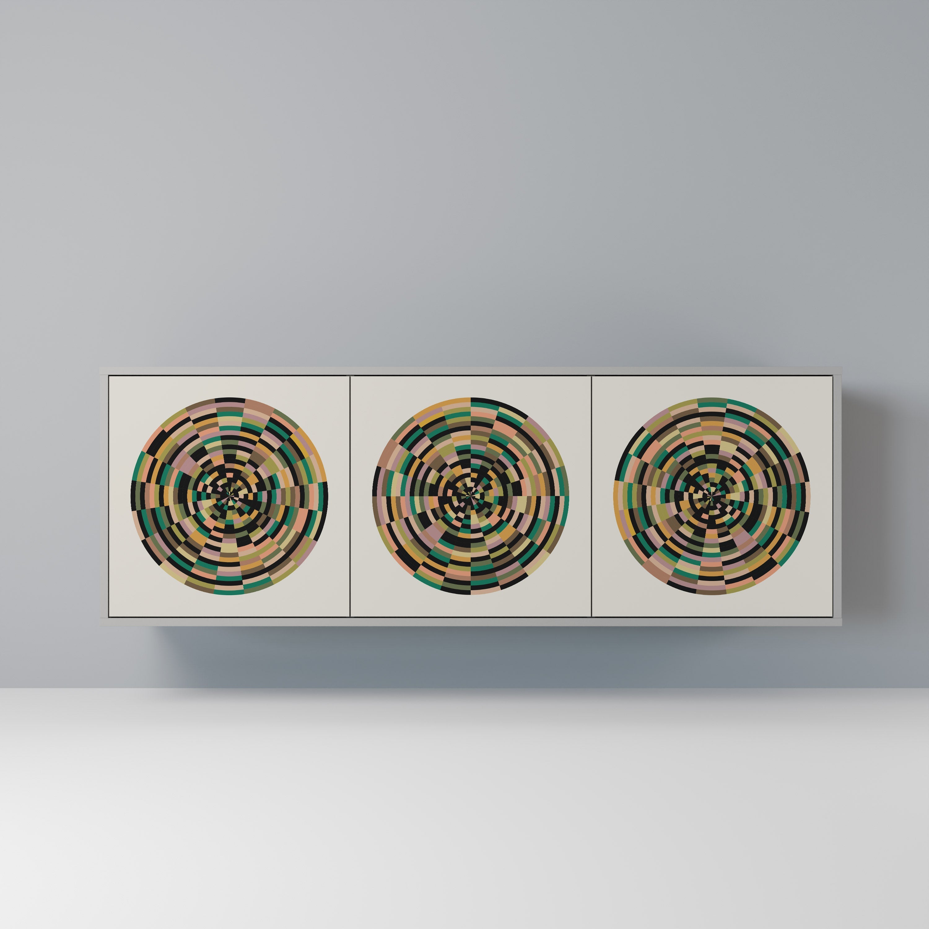 Μπουφές GREEN CIRCLES με 3 πόρτες σε γκρι φινίρισμα