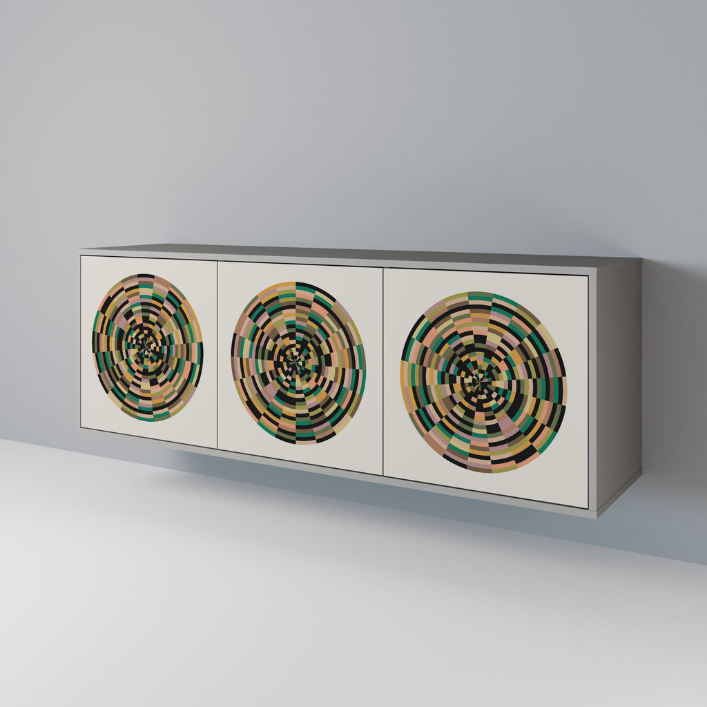 Μπουφές GREEN CIRCLES με 3 πόρτες σε γκρι φινίρισμα