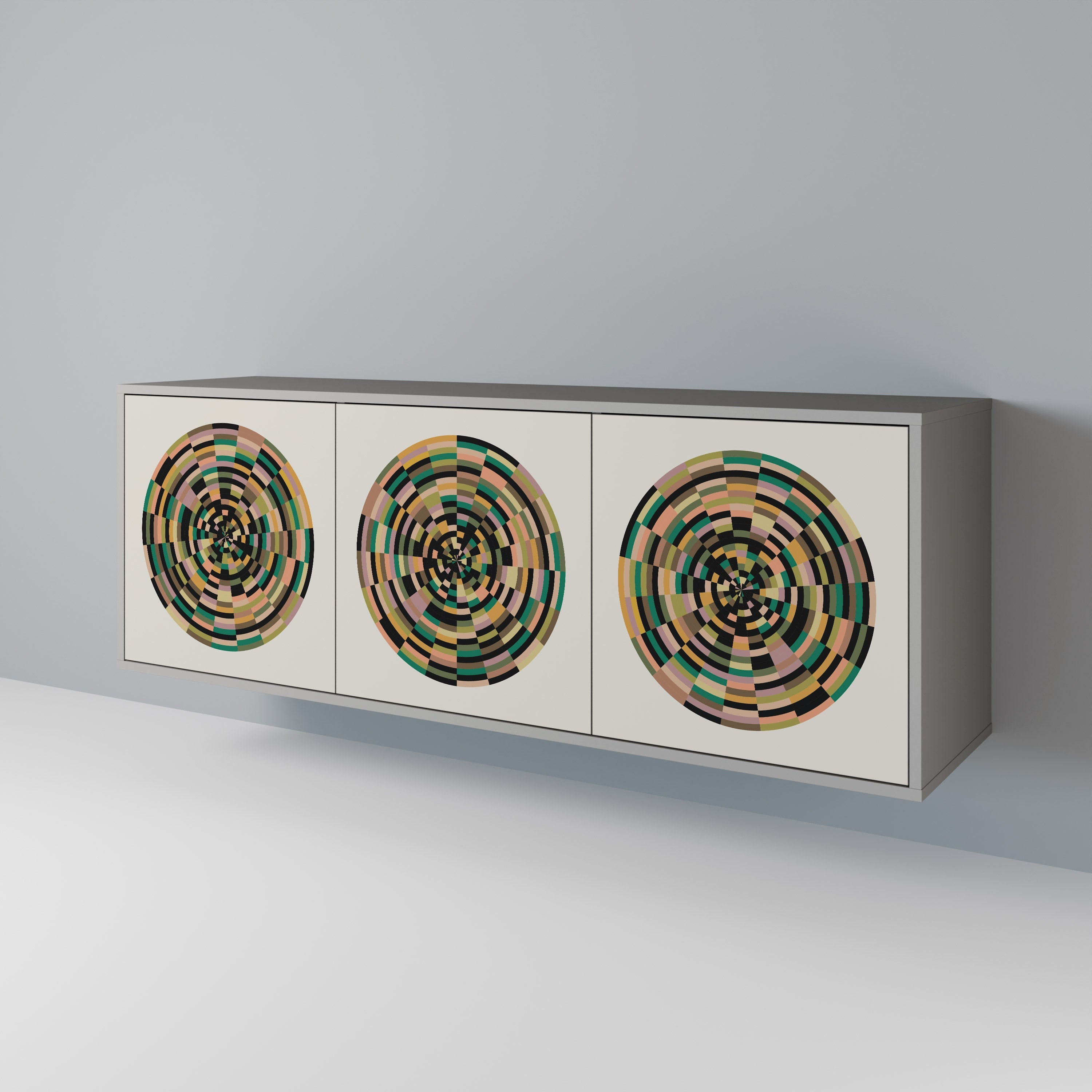 Μπουφές GREEN CIRCLES με 3 πόρτες σε γκρι φινίρισμα