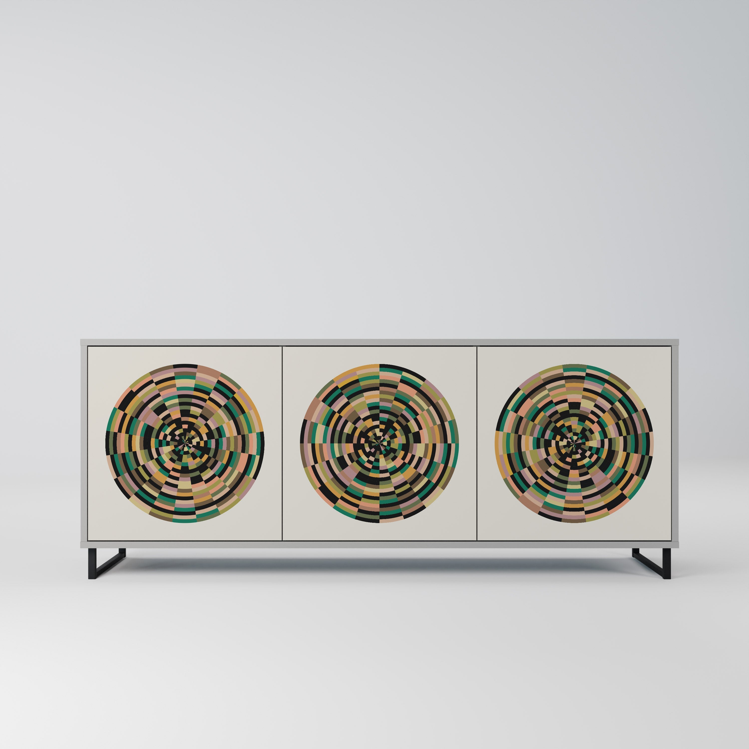 Μπουφές GREEN CIRCLES με 3 πόρτες σε γκρι φινίρισμα