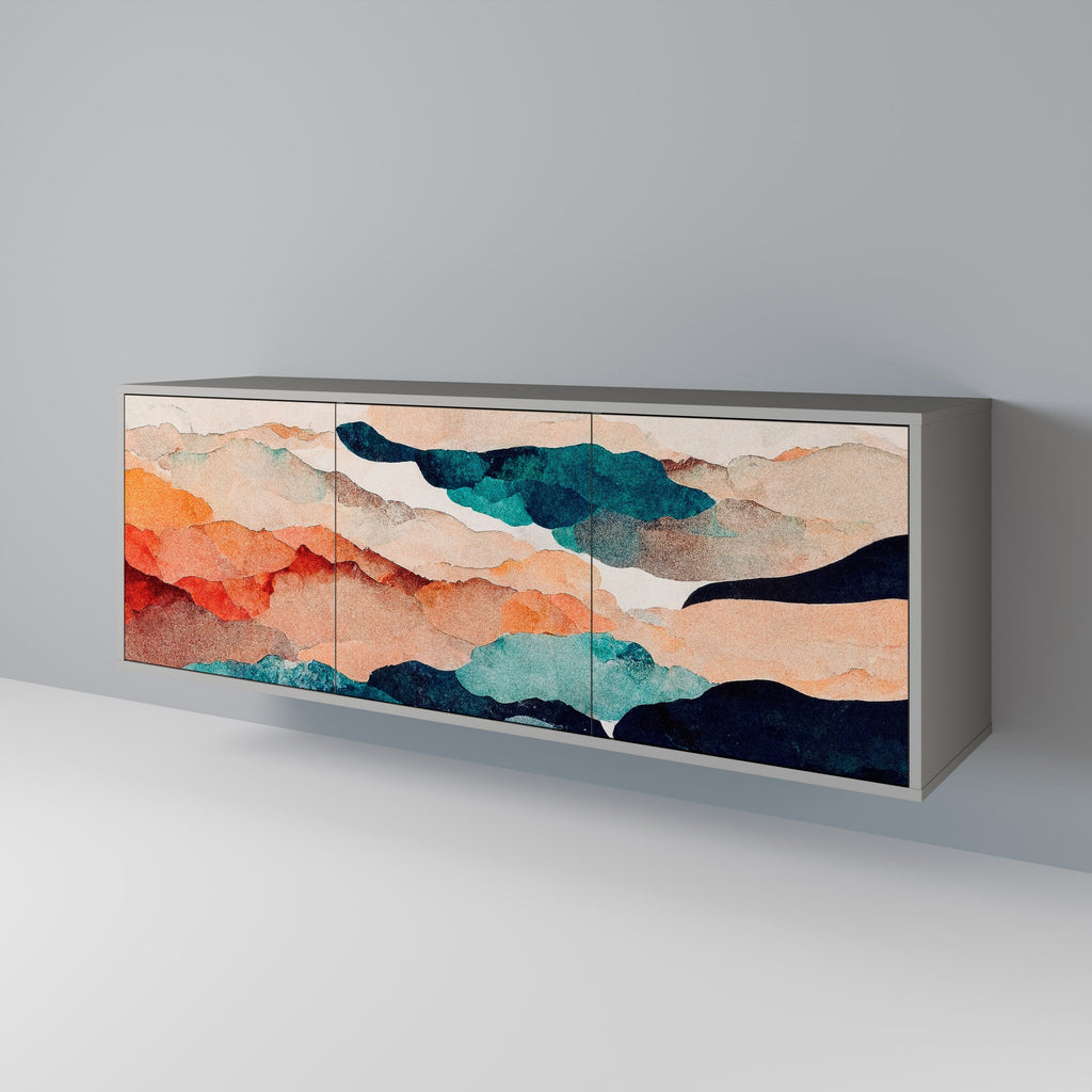 Μπουφές ABSTRACT LANDSCAPE με 3 πόρτες σε γκρι φινίρισμα