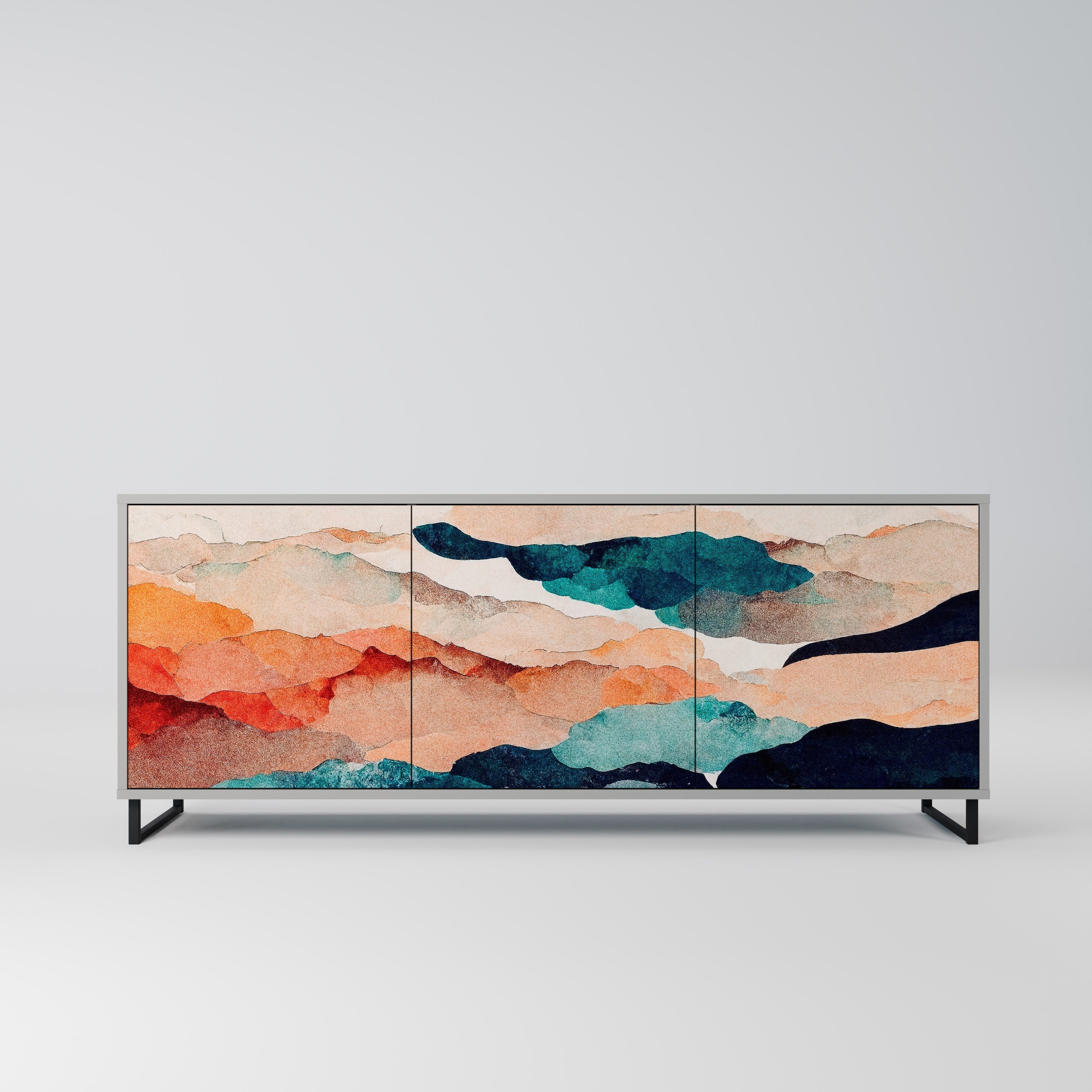Μπουφές ABSTRACT LANDSCAPE με 3 πόρτες σε γκρι φινίρισμα