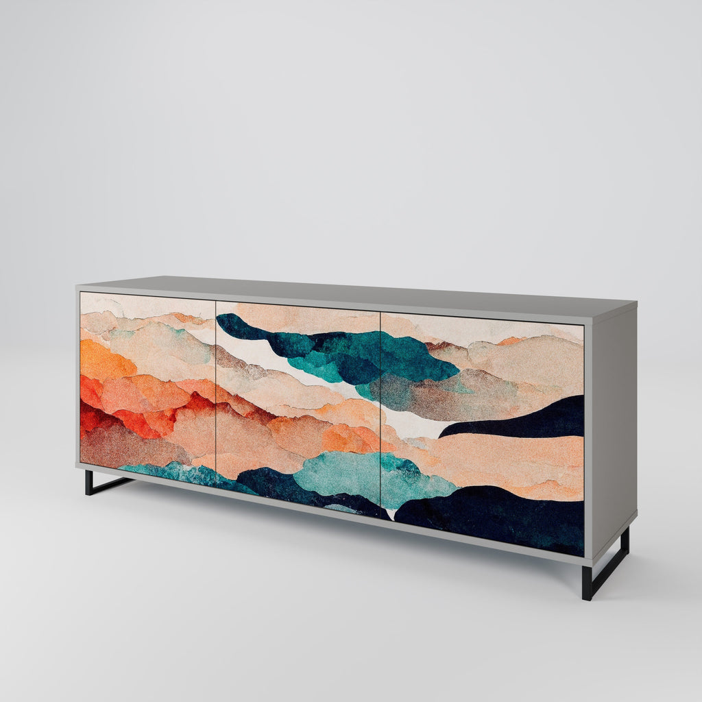 Μπουφές ABSTRACT LANDSCAPE με 3 πόρτες σε γκρι φινίρισμα
